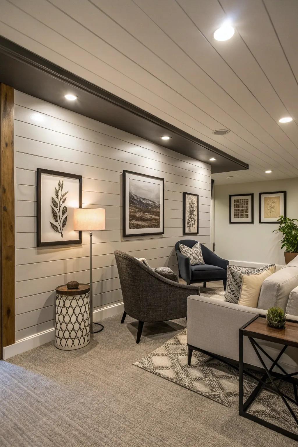A striking accent wall that introduces texture.