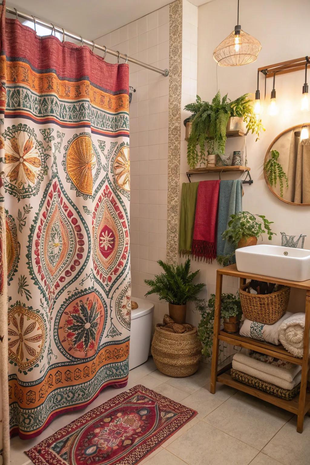 Bohemian touches establish a cozy and individualized environment.