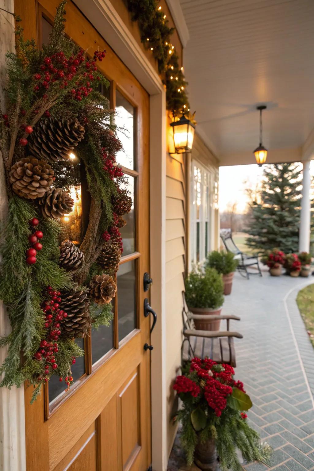 Elements of nature like pinecones and berries append an innate allure.