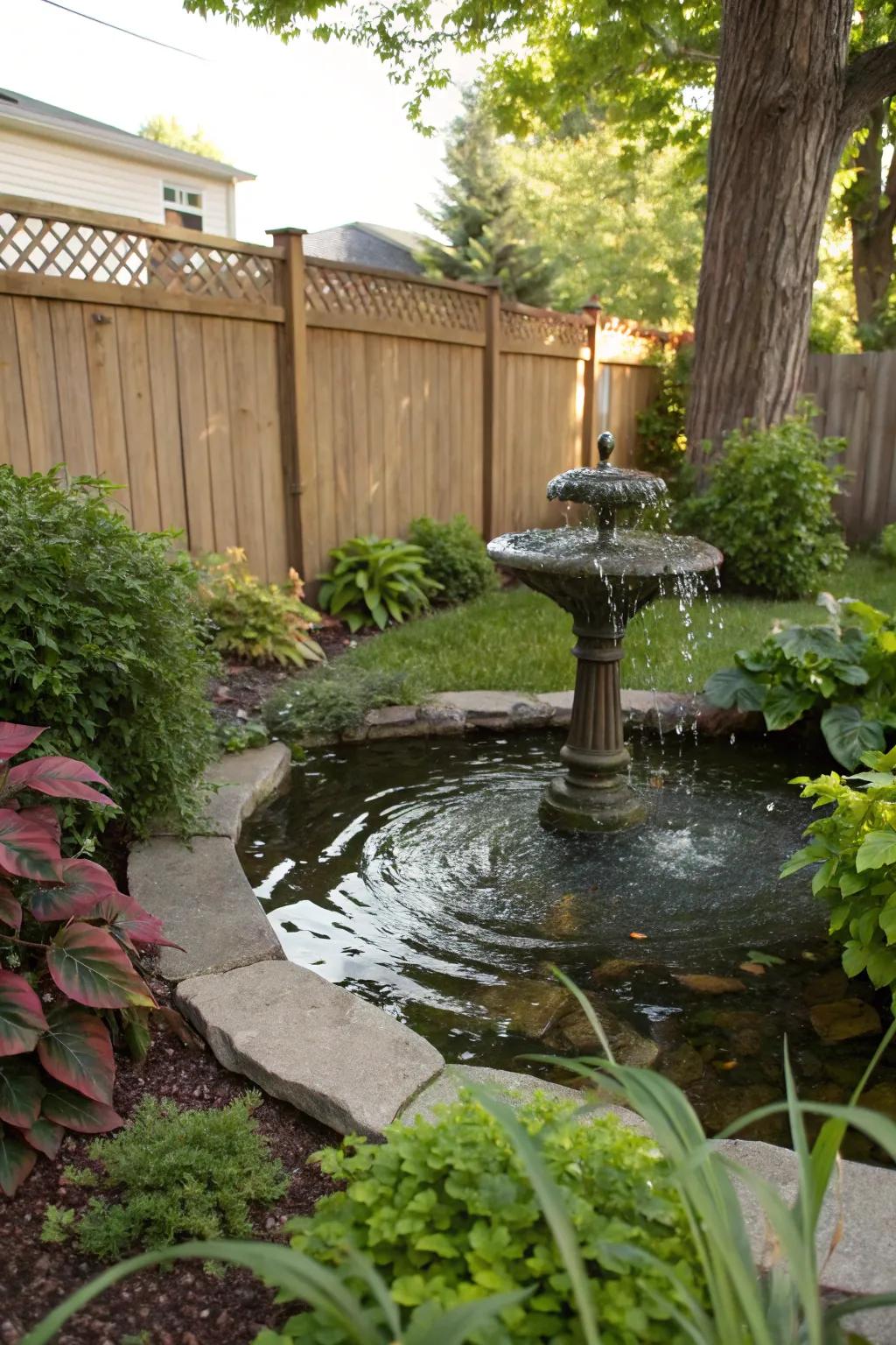 A small spring enriches calmness and entices wildlife to your garden.