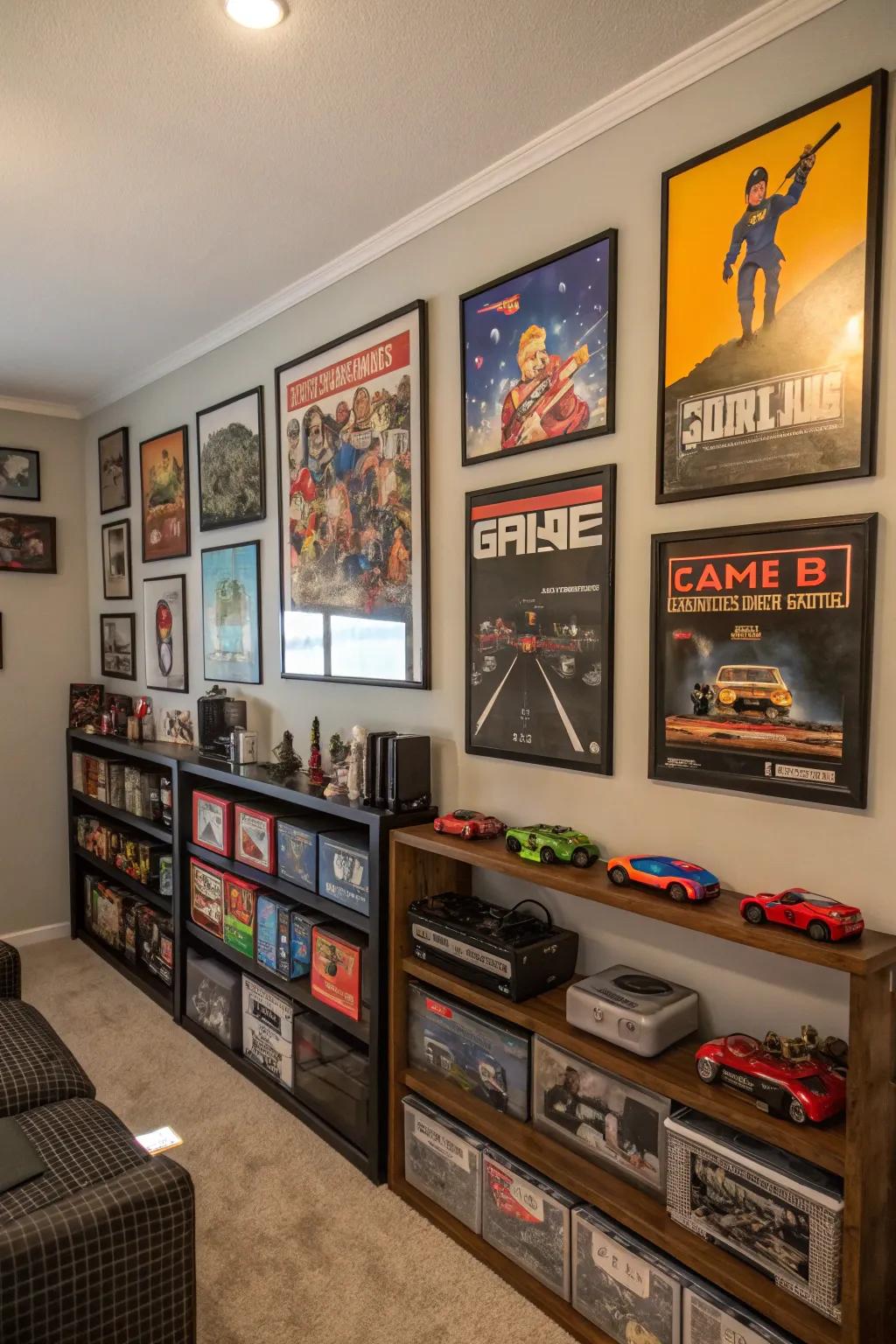 Wall decor contributes personality to your gaming space.