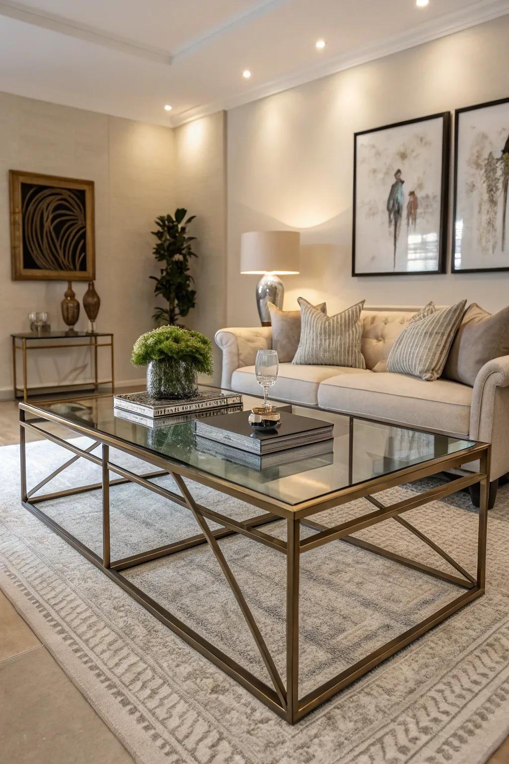 Glass and iron tables add a hint of class and airiness.