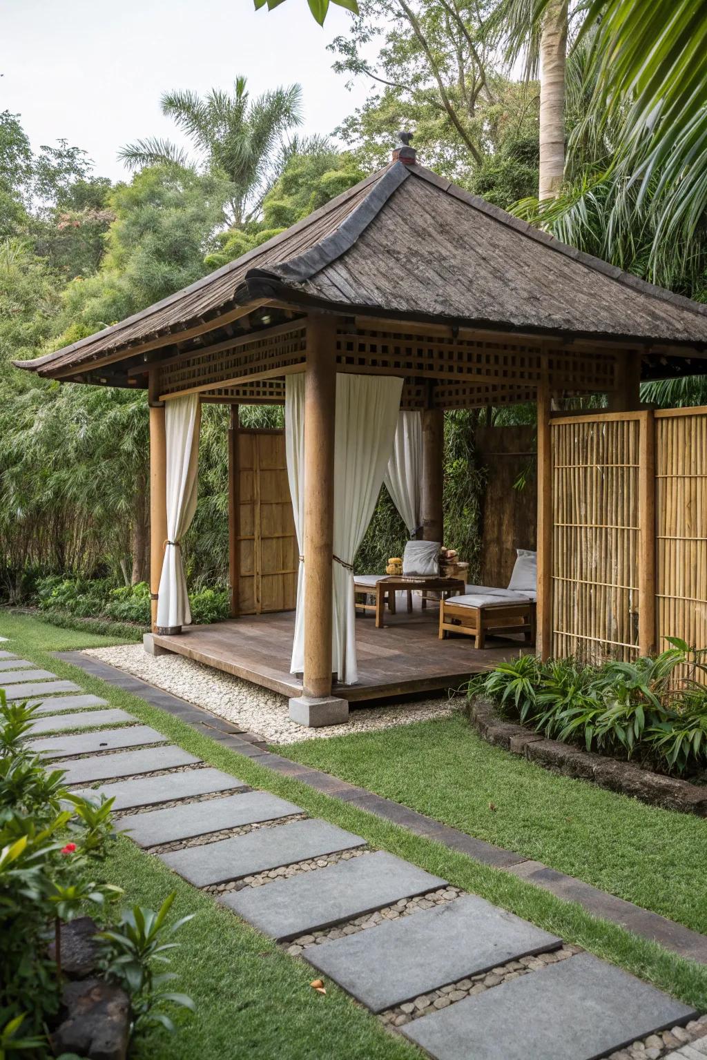 Discover peace inside a small Zen-inspired pavilion.