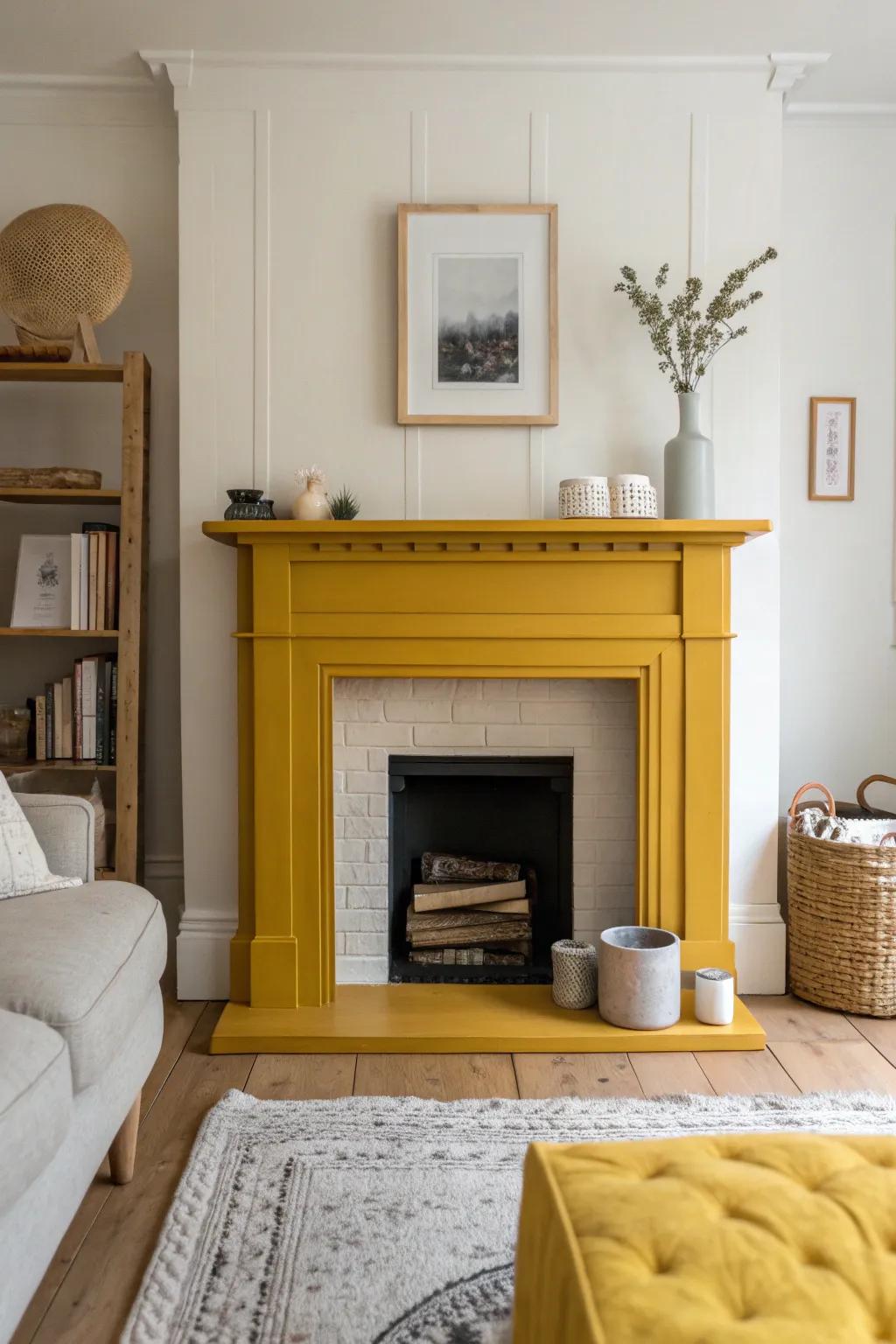 Convert your fireplace into the room's spotlight with a vibrant hue that captures all eyes. 🌟 #BoldDecor #LivingRoomInspo