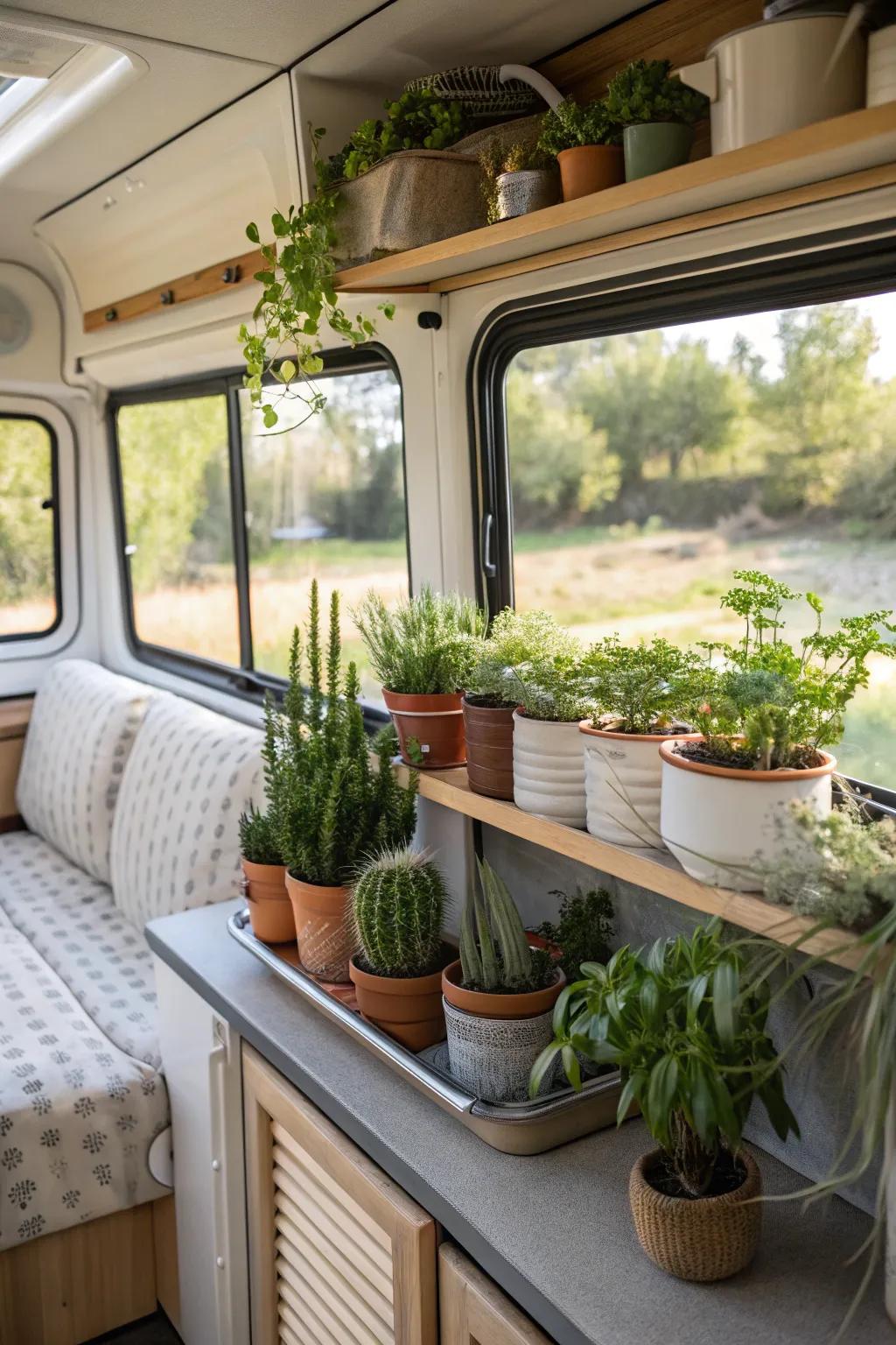 Indoor vegetation can include life and freshness to your RV interior.