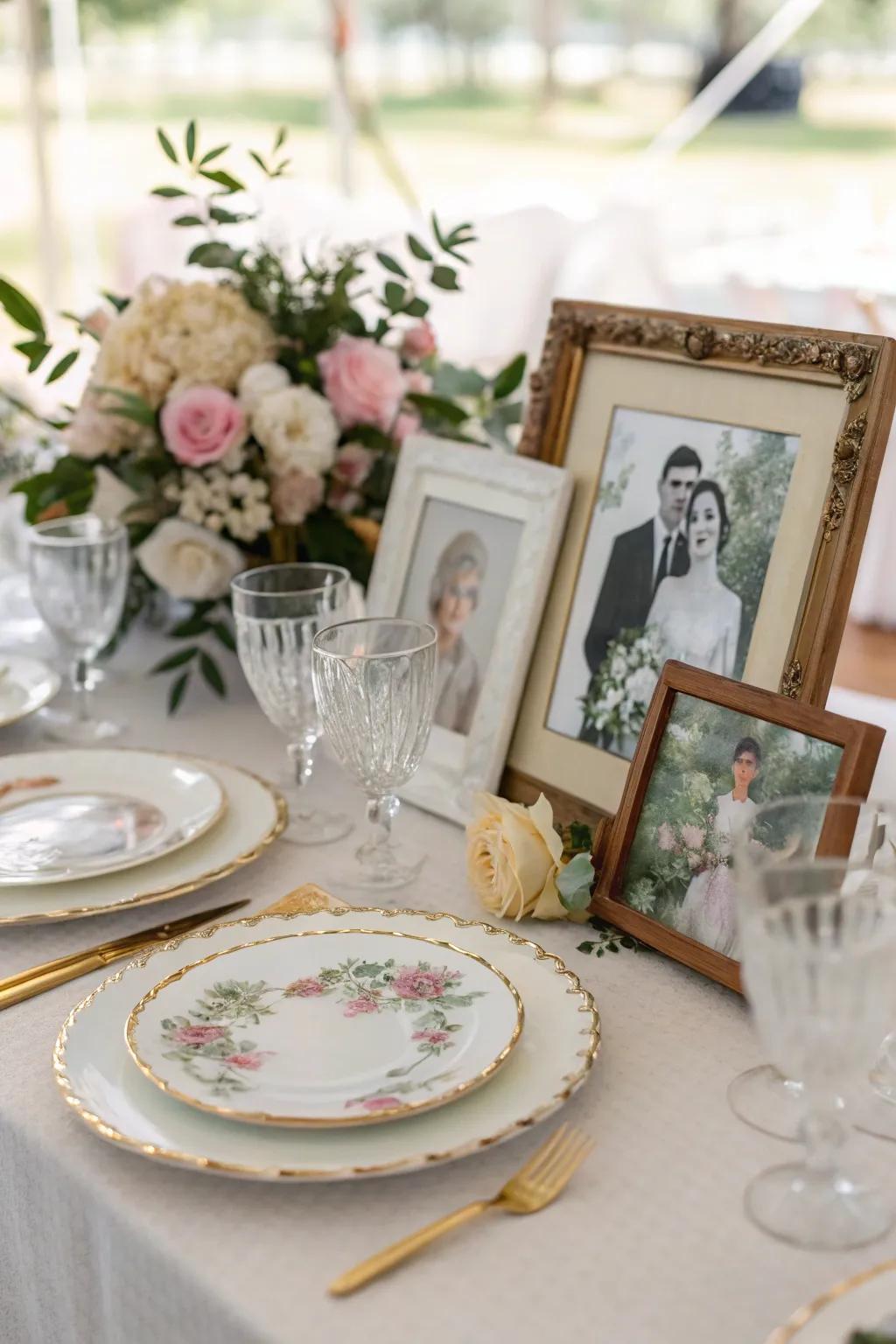 Personal keepsakes integrated into wedding decor for a meaningful touch.