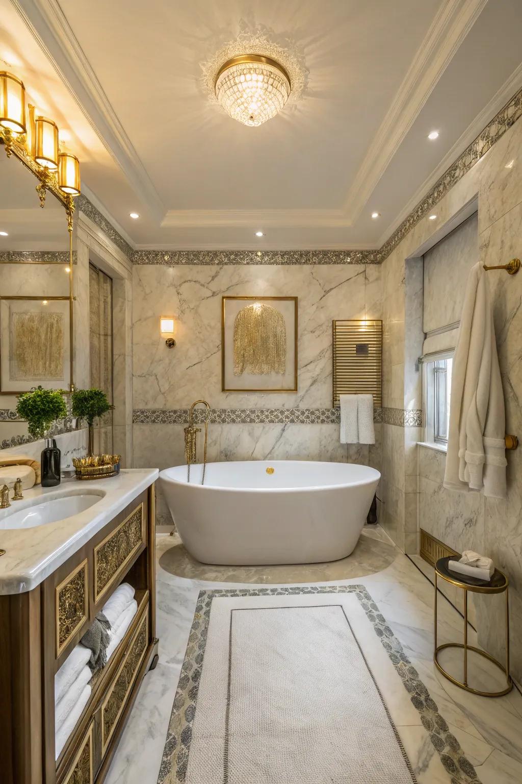 A tub that's centrally placed becomes the focus of your personal hygiene space.