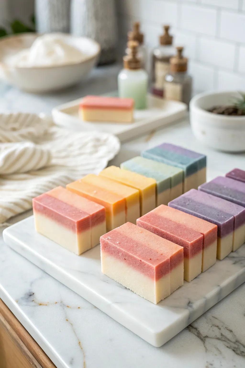 Bath bars that have a lovely layered gradient effect.