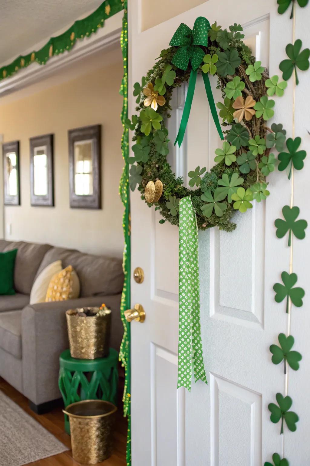 A classic shamrock ring enhancing the decor's allure.