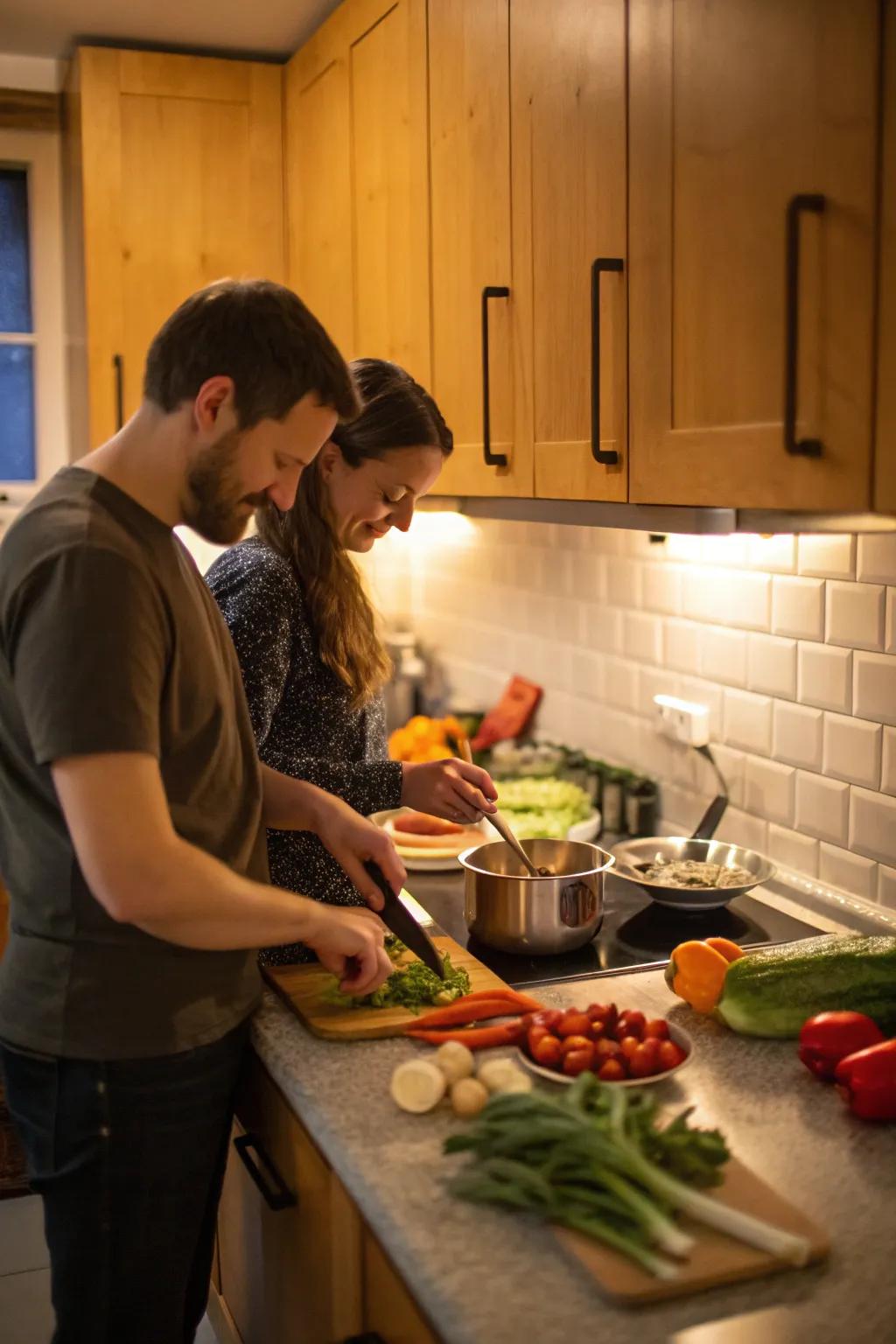 Preparing a fine meal together can be a fun and bonding experience.