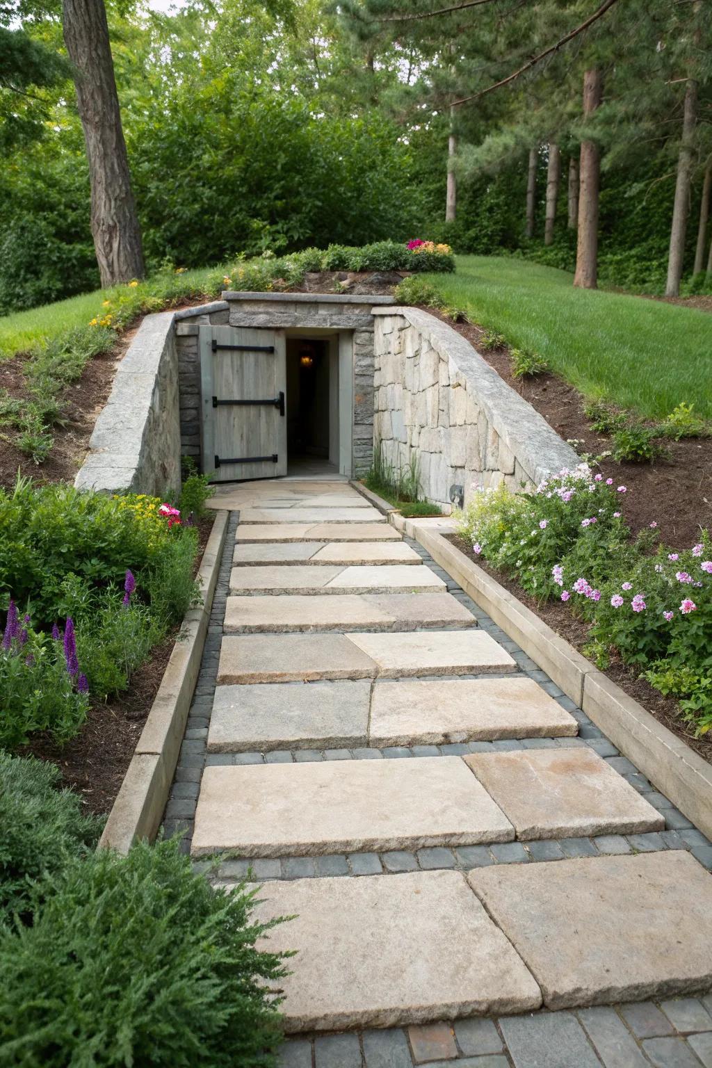 Paved trails offer style and straightforward entry to your safe room.