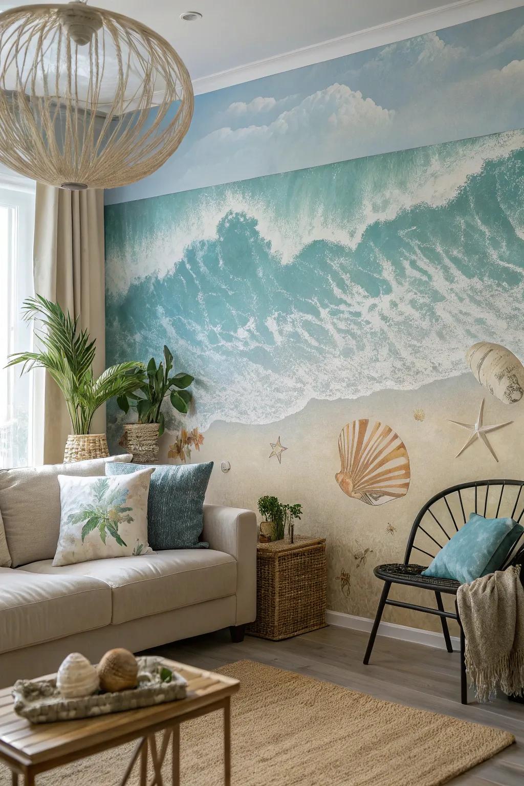 Bring seaside peace indoors with coastal wallpaper.