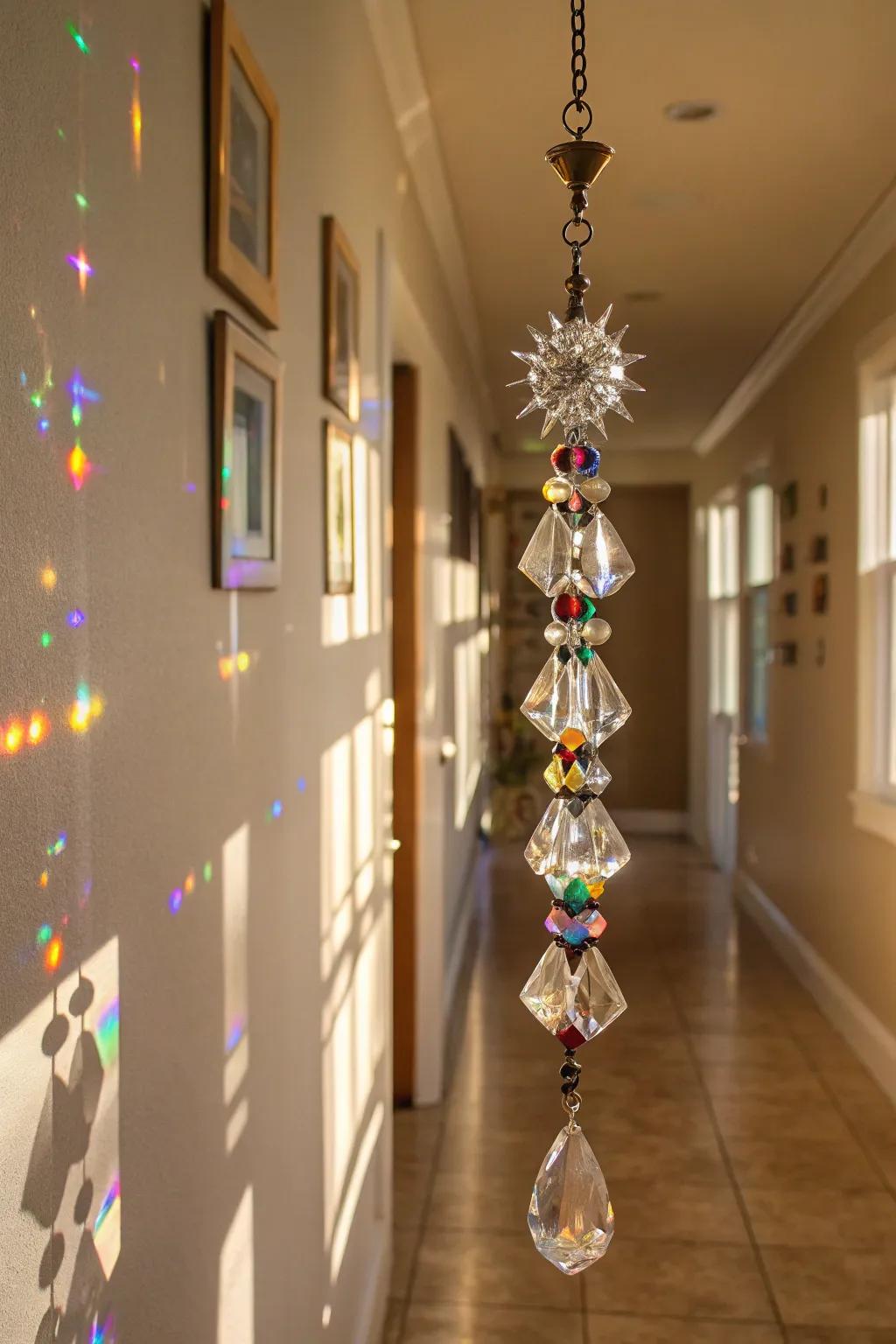Dazzling reflections with crystal and prism light catchers.