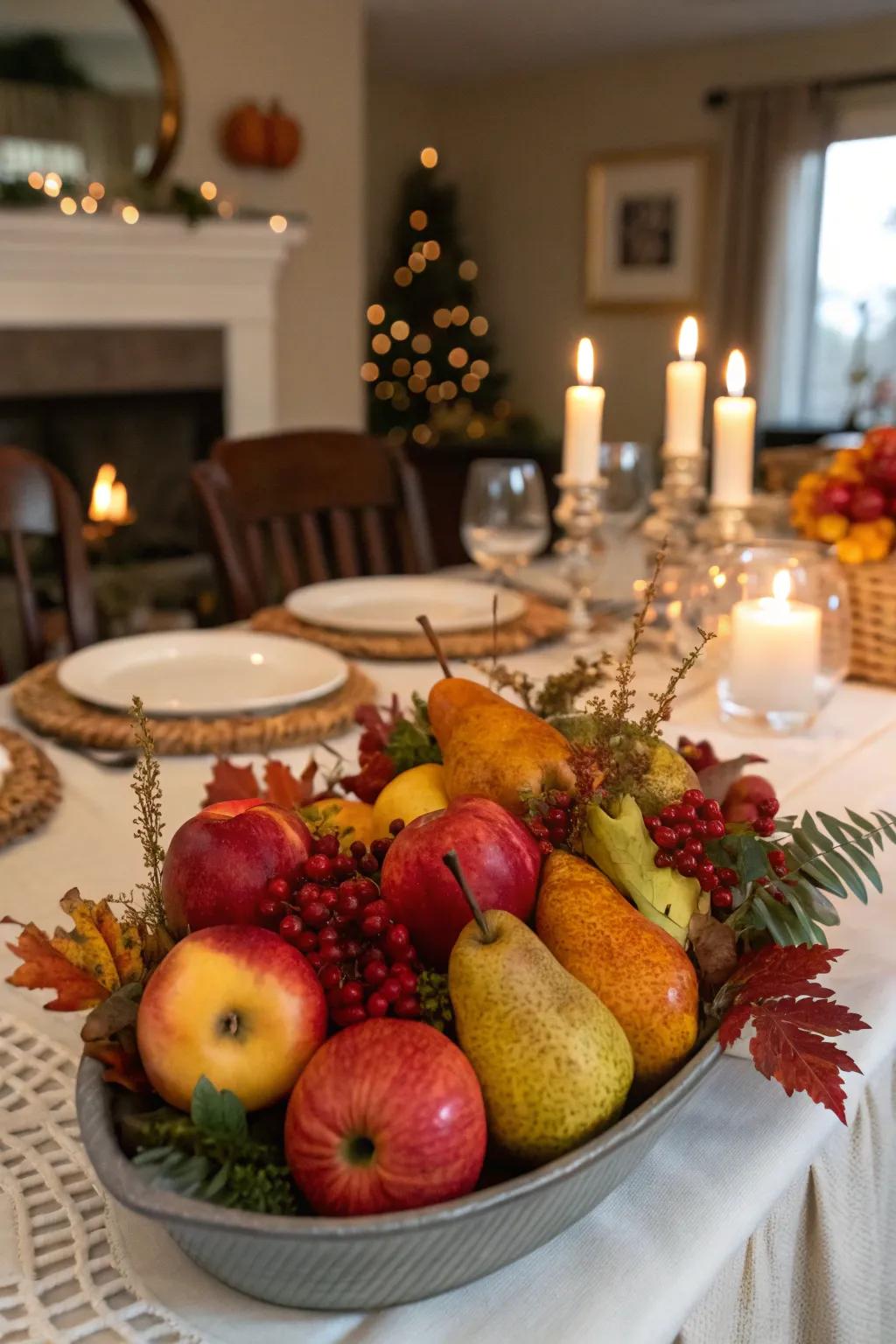 Pears and apples infuse color and freshness into your table decor.
