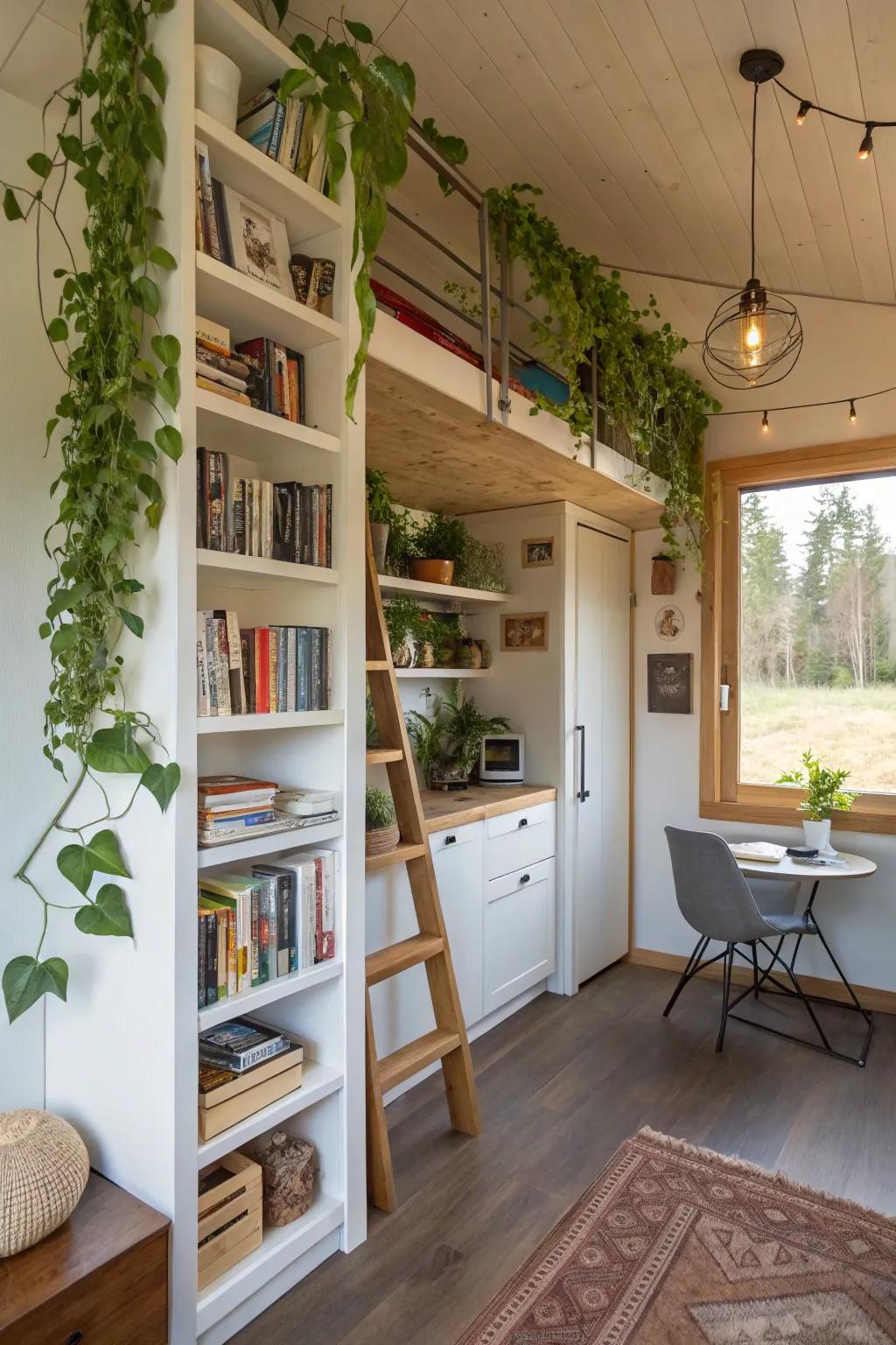 Vertical storage solutions ensure a clear and orderly floor.