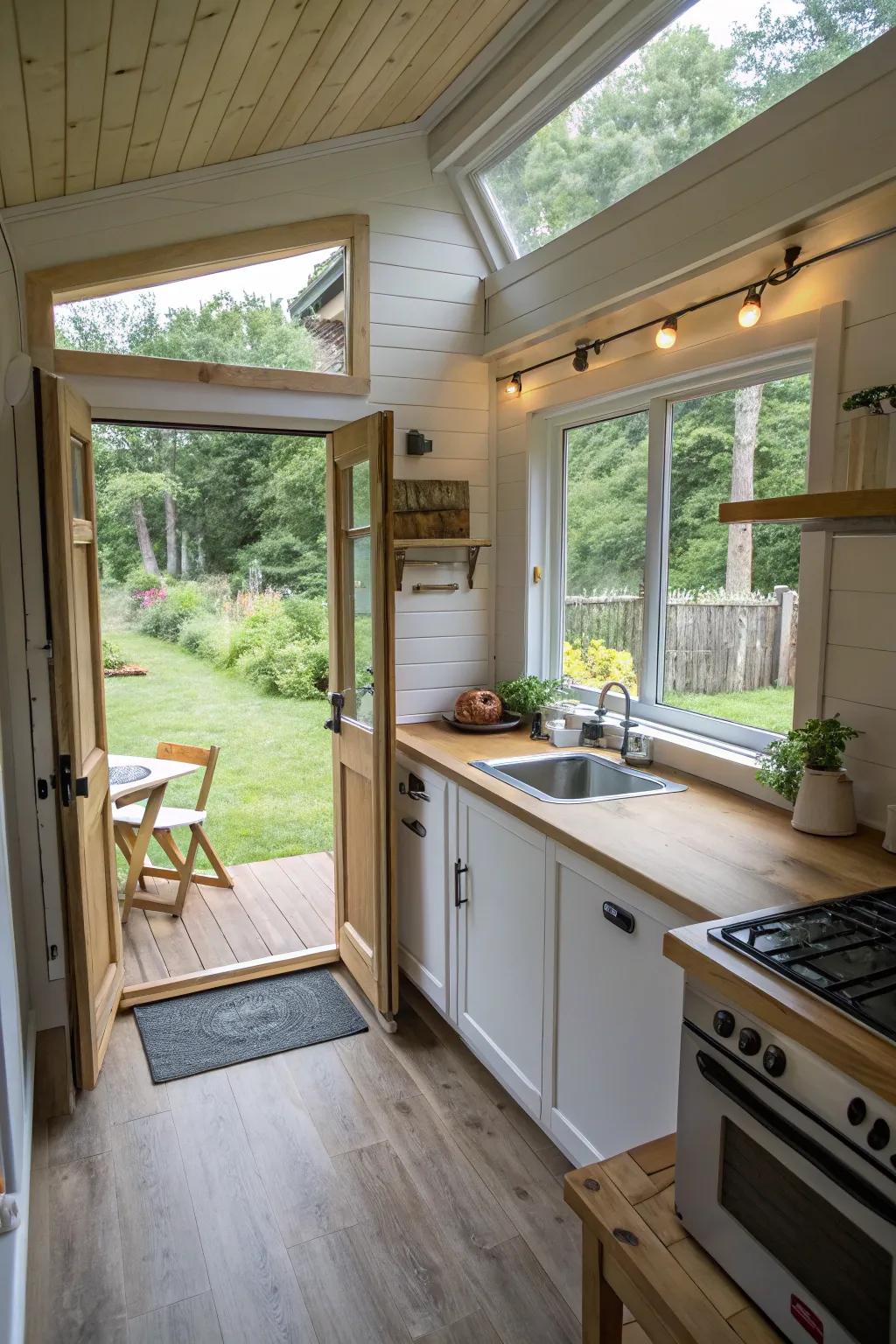 Awning windows combine ventilation with rain defense.