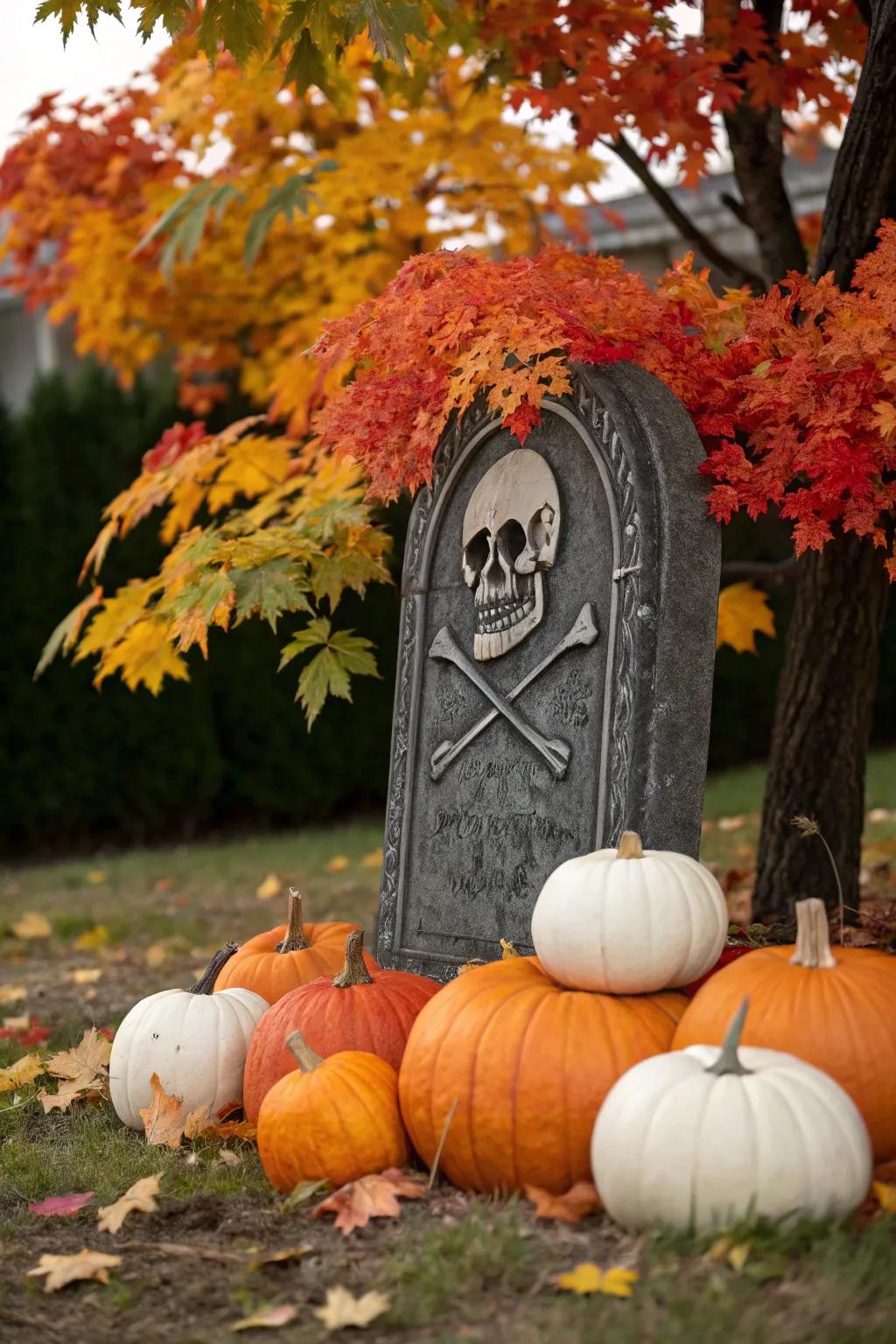 Gourds are a quintessential addition to Halloween graveyard scenes.