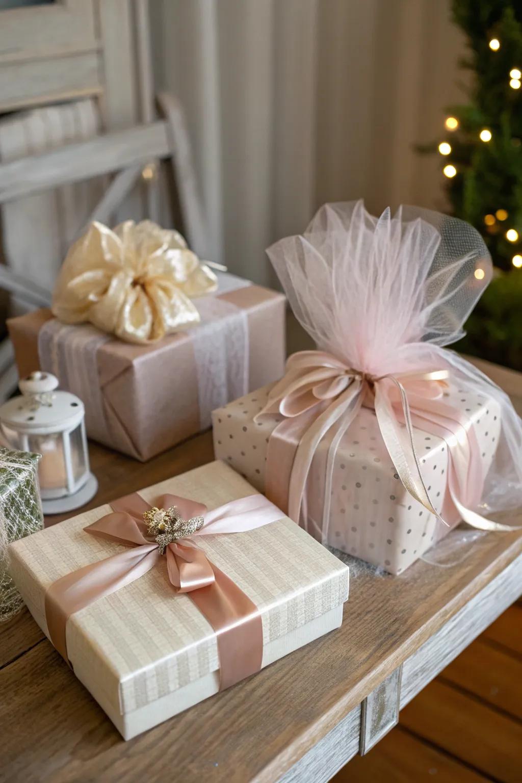Enrich your presents with a touch of elegance through fabric sheer wrapping.