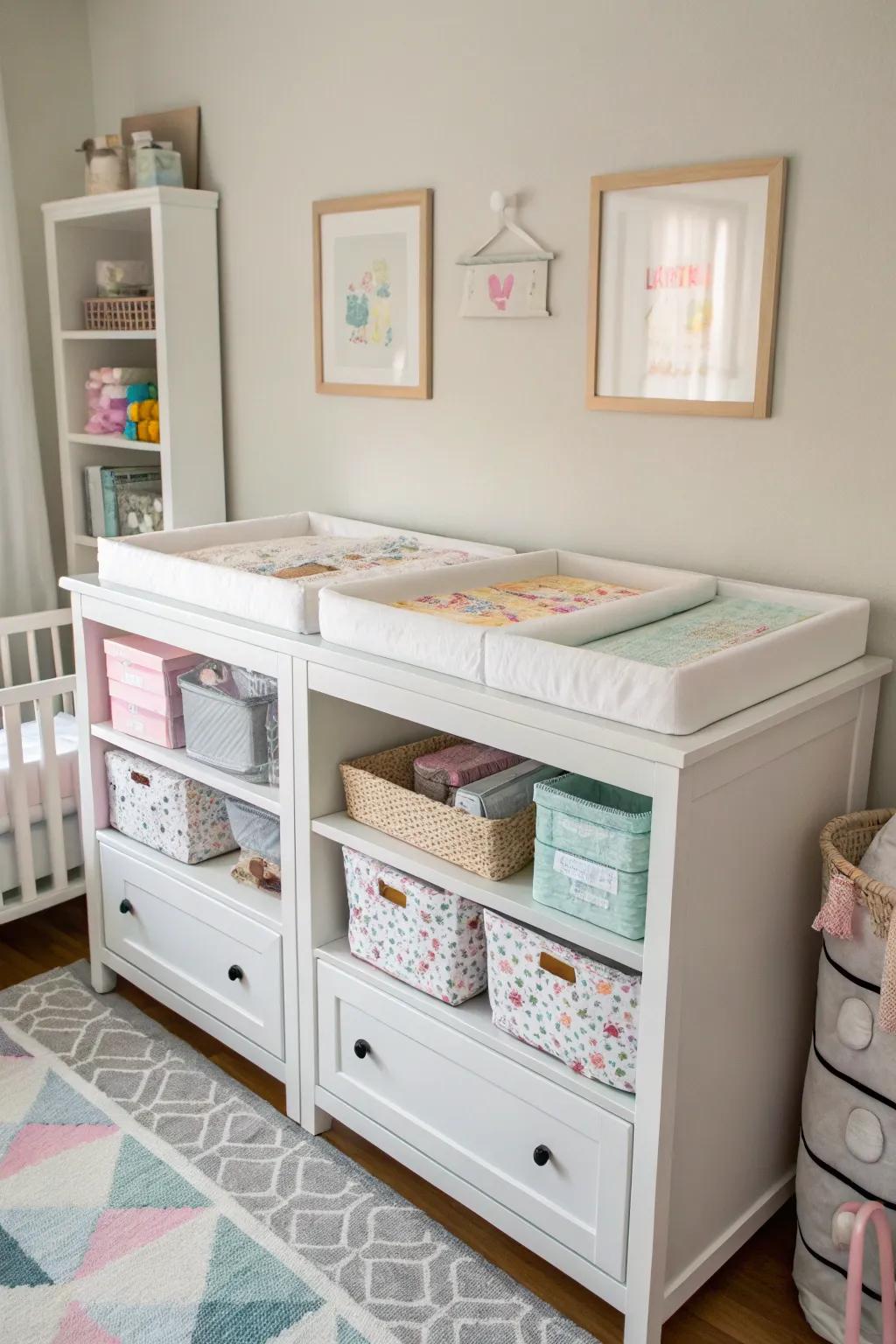 Multi-function furniture ensures the nursery is both organized and efficient.