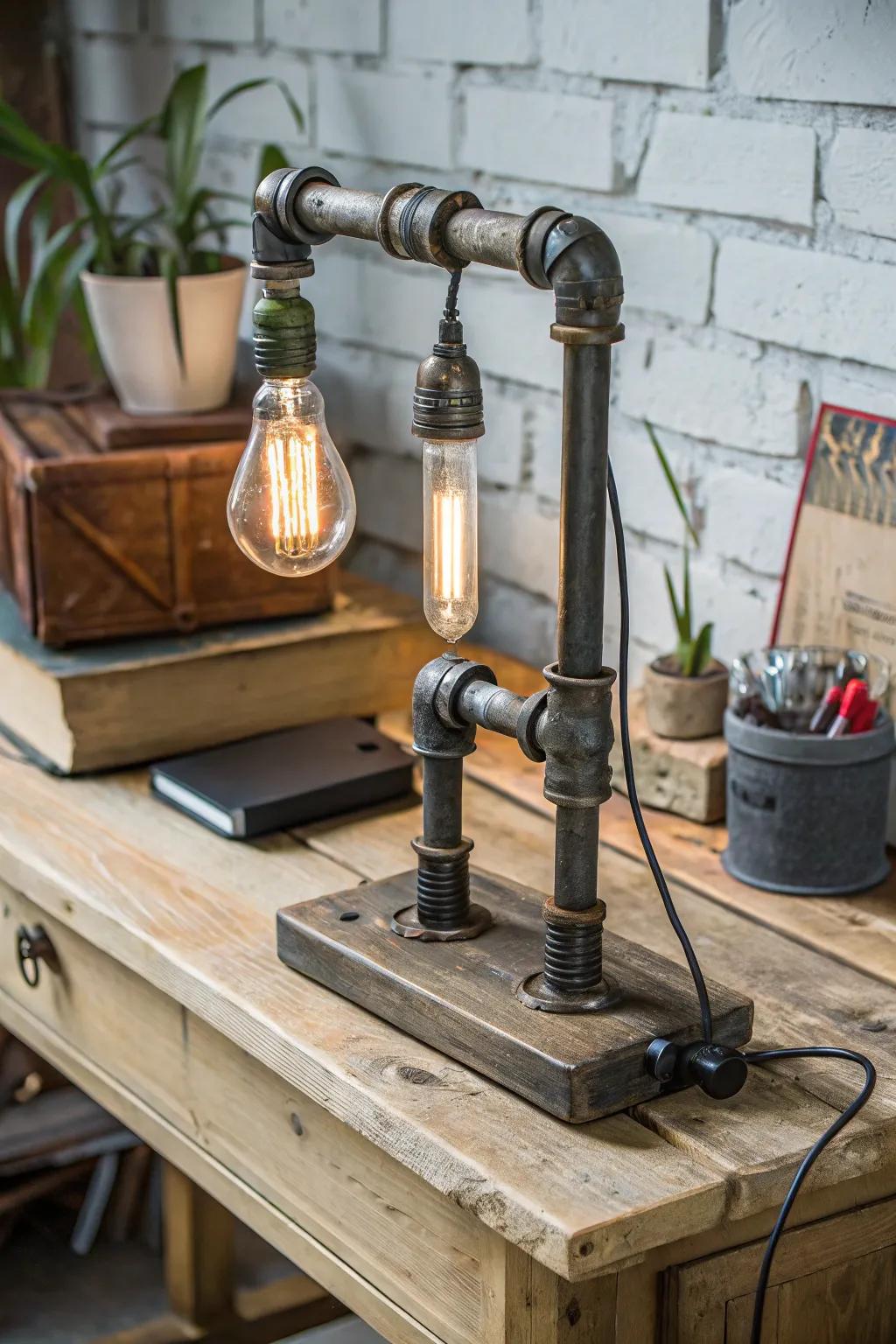 Add industrial charm with a tube lamp.