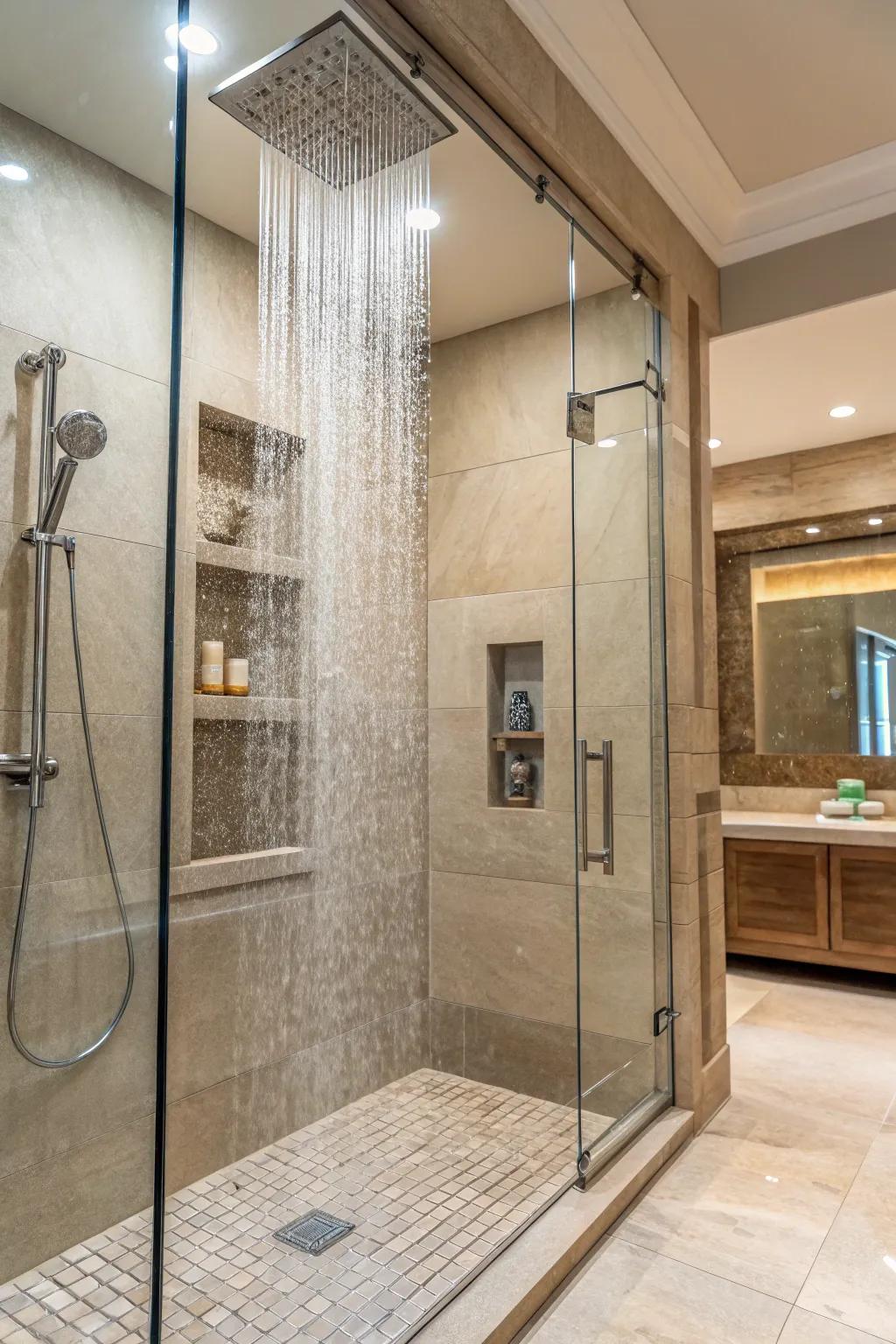 A spa-inspired walk-in shower that promotes relaxation and tranquility.