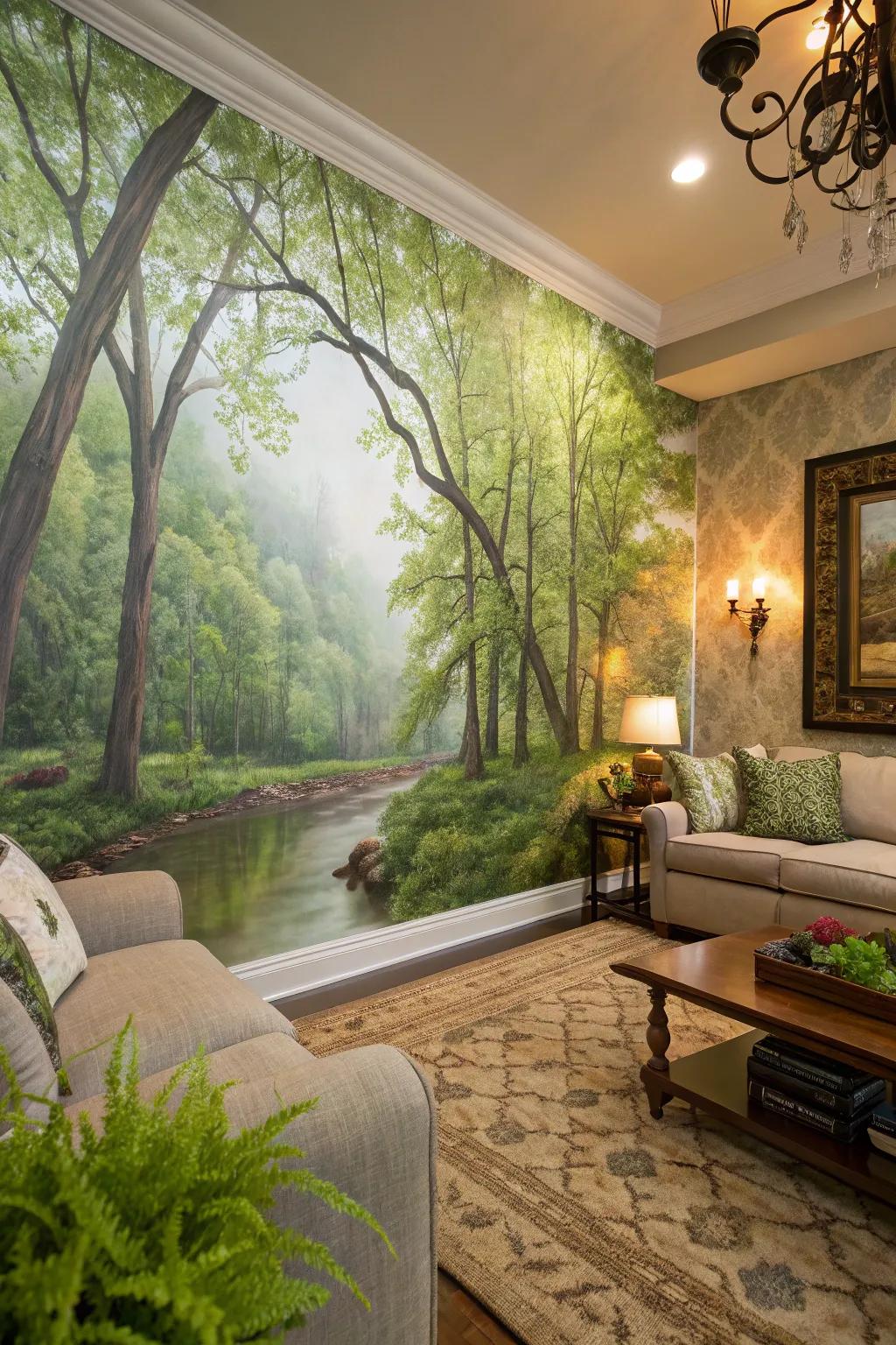Wall paintings can turn your living room into a work of art.