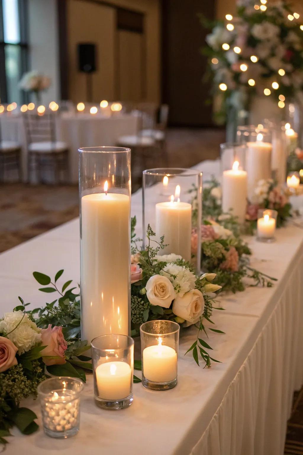 Polished glass tubes for a modern centerpiece presentation.
