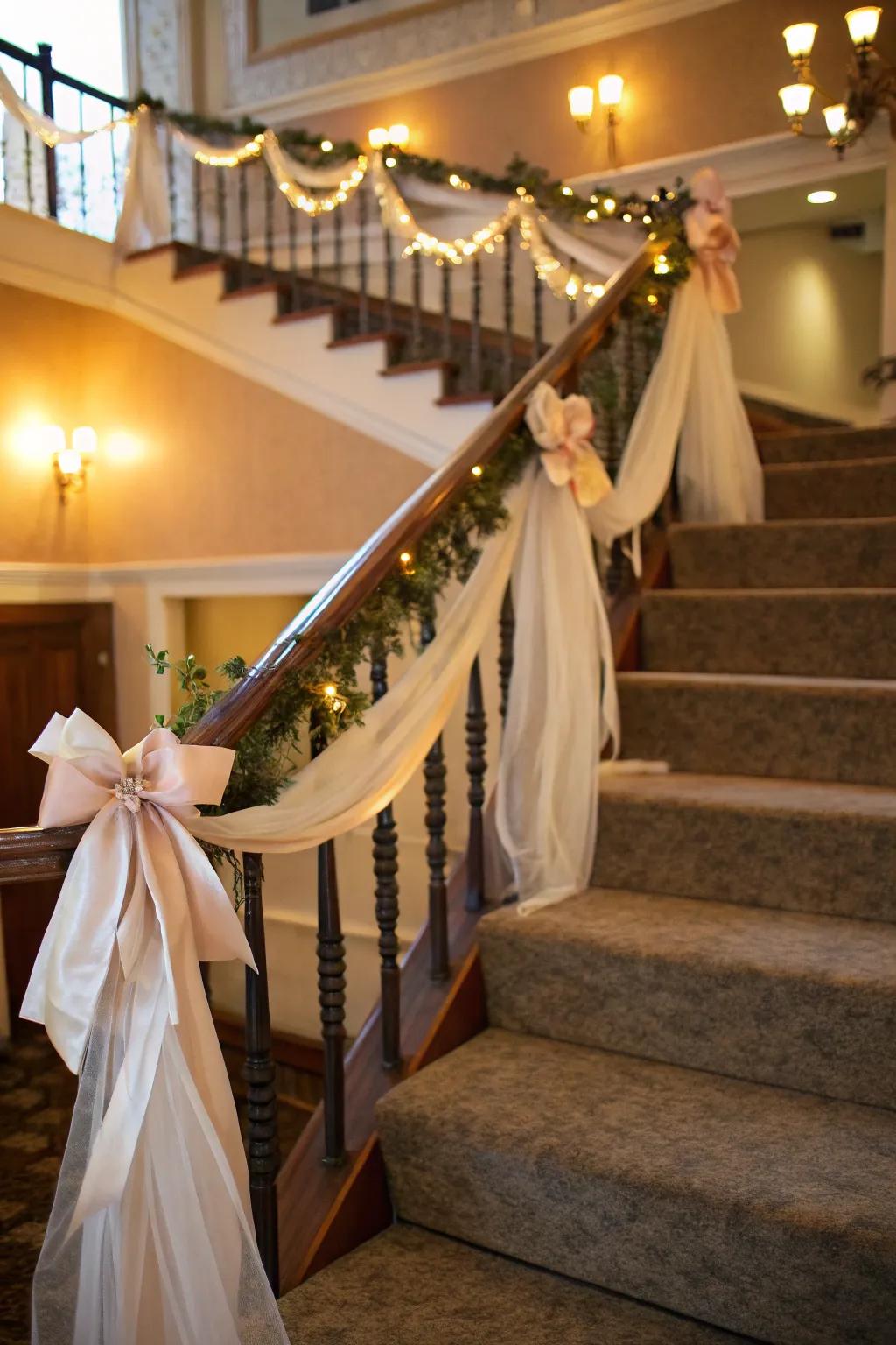 Silken bands infuse this exquisitely ornamented staircase with a gentle elegance.