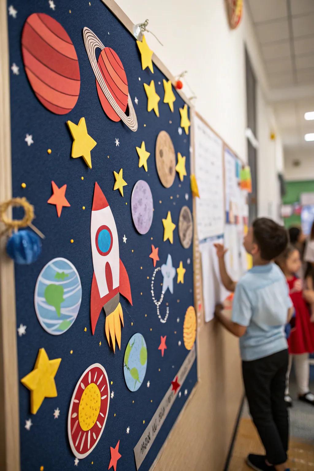 A space-focused board to get students thinking about exploring past the earth's limits.