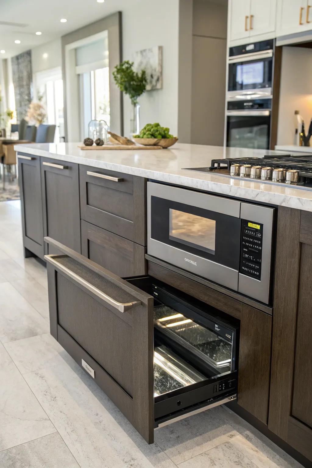 A wave cooker drawer merges ease of use with an elegant design.
