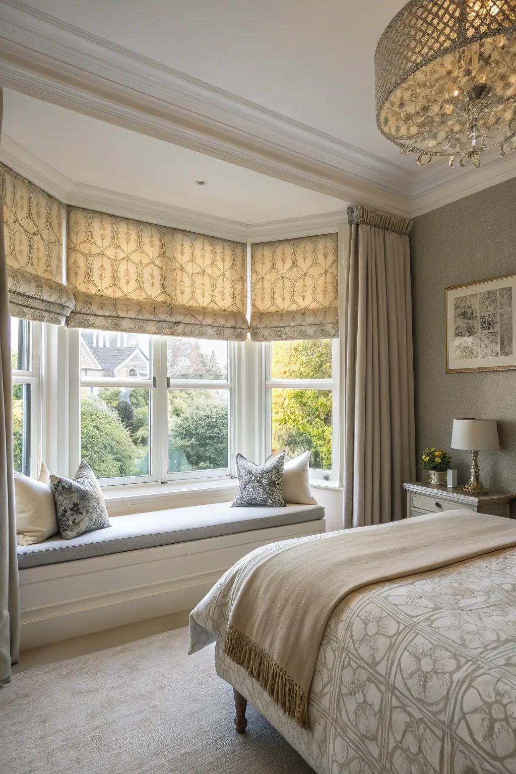 Bespoke fabric shades lend a polished and sophisticated aesthetic.