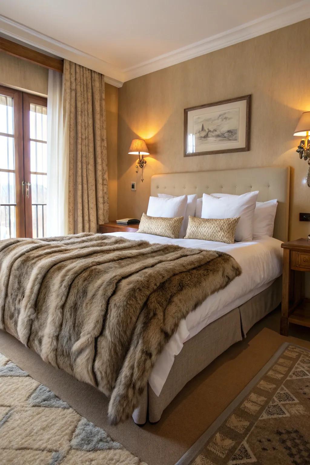 Animal-friendly fur brings luxury and warmth to your bedding.