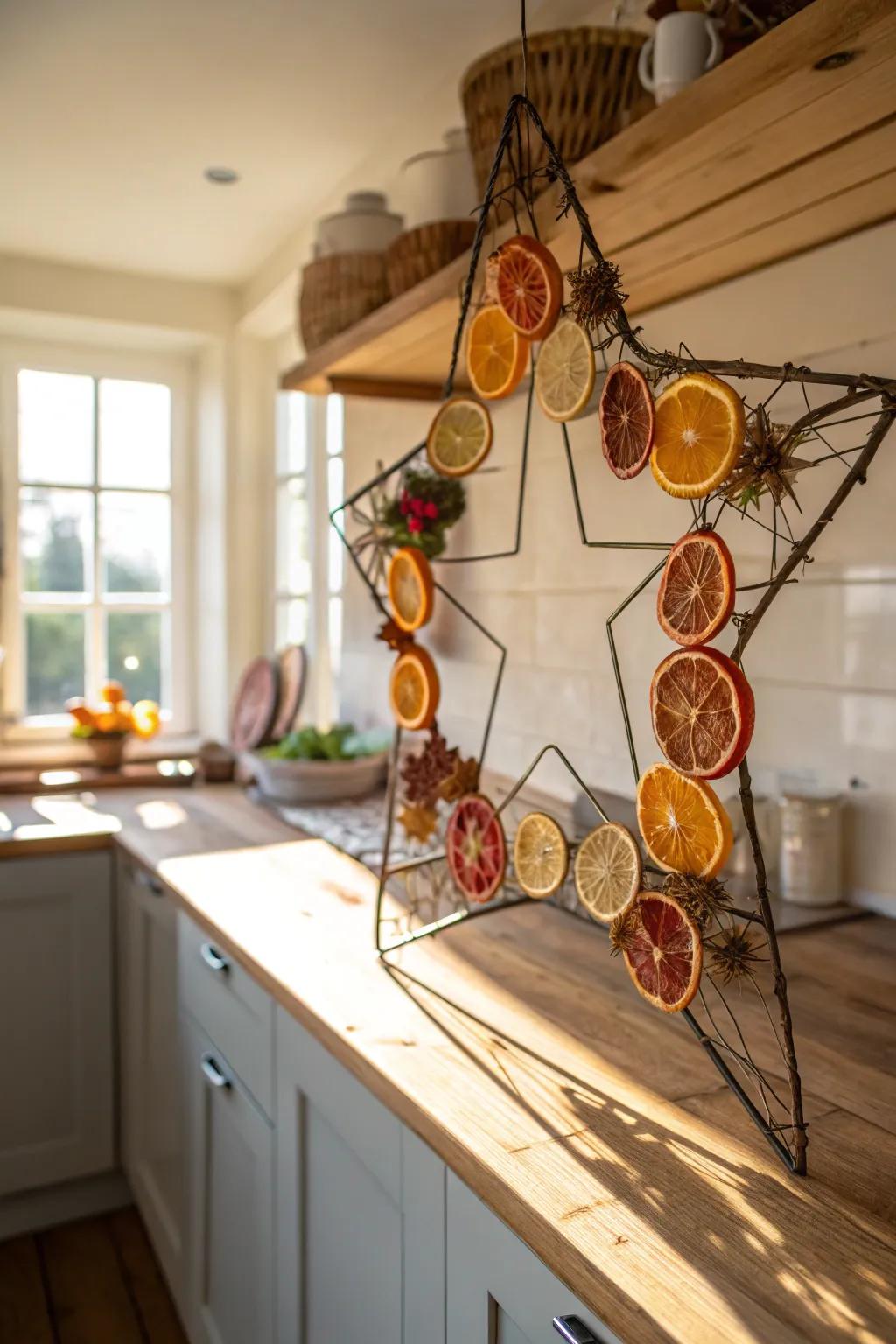 A summer citrus star garland gives your décor a vibrant touch.