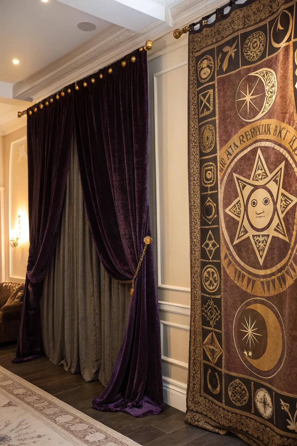Sumptuous textiles append warmth and depth to your craft-themed ornamentation.