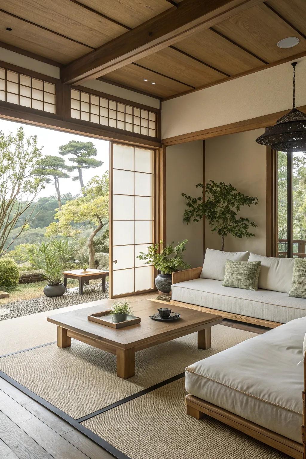 Unadorned furnishings maintain an uncluttered and serene space.