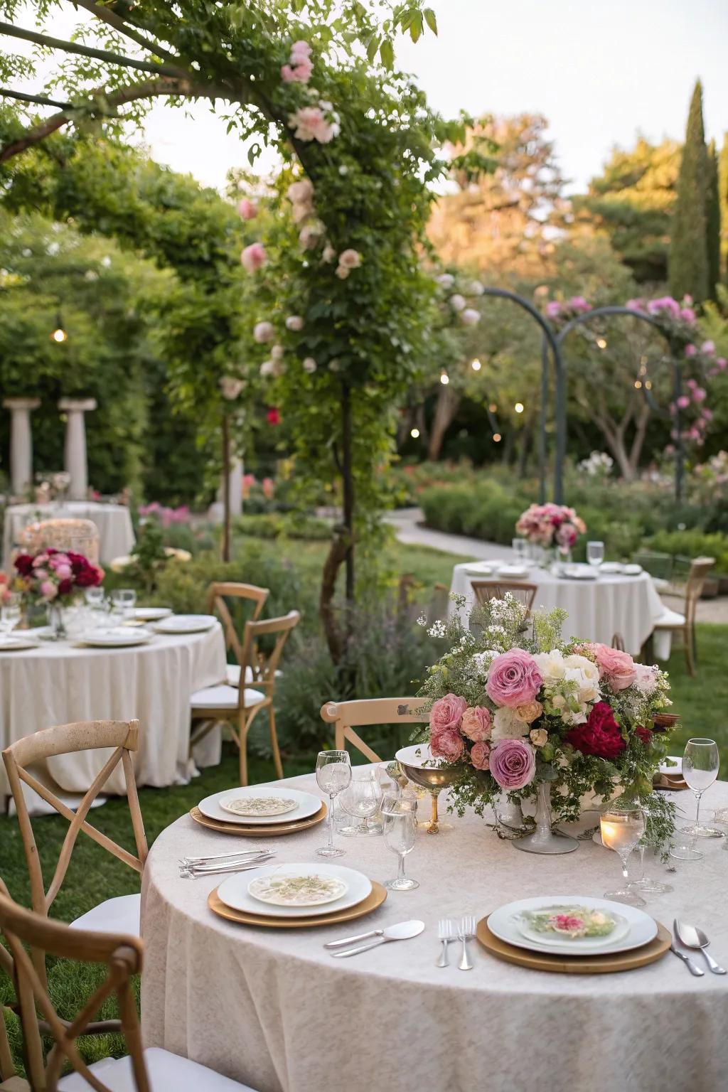 An open-air tea get-together provides a calm and stylish means of celebrating.