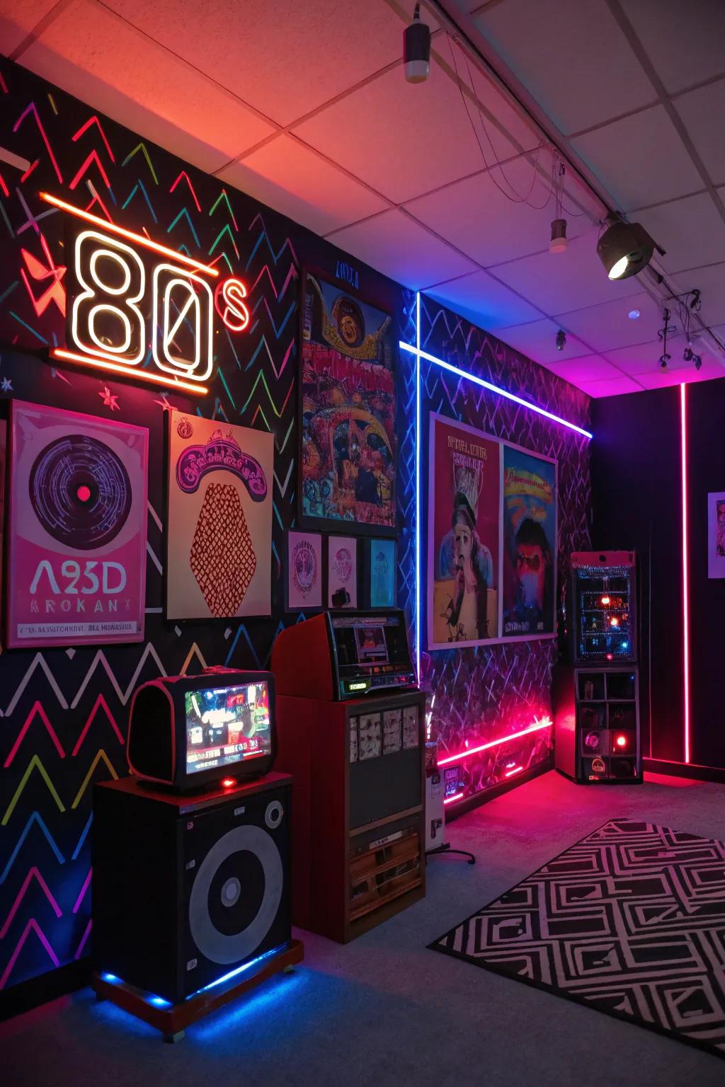 Glowing lights forge an electrifying vibe for your party.