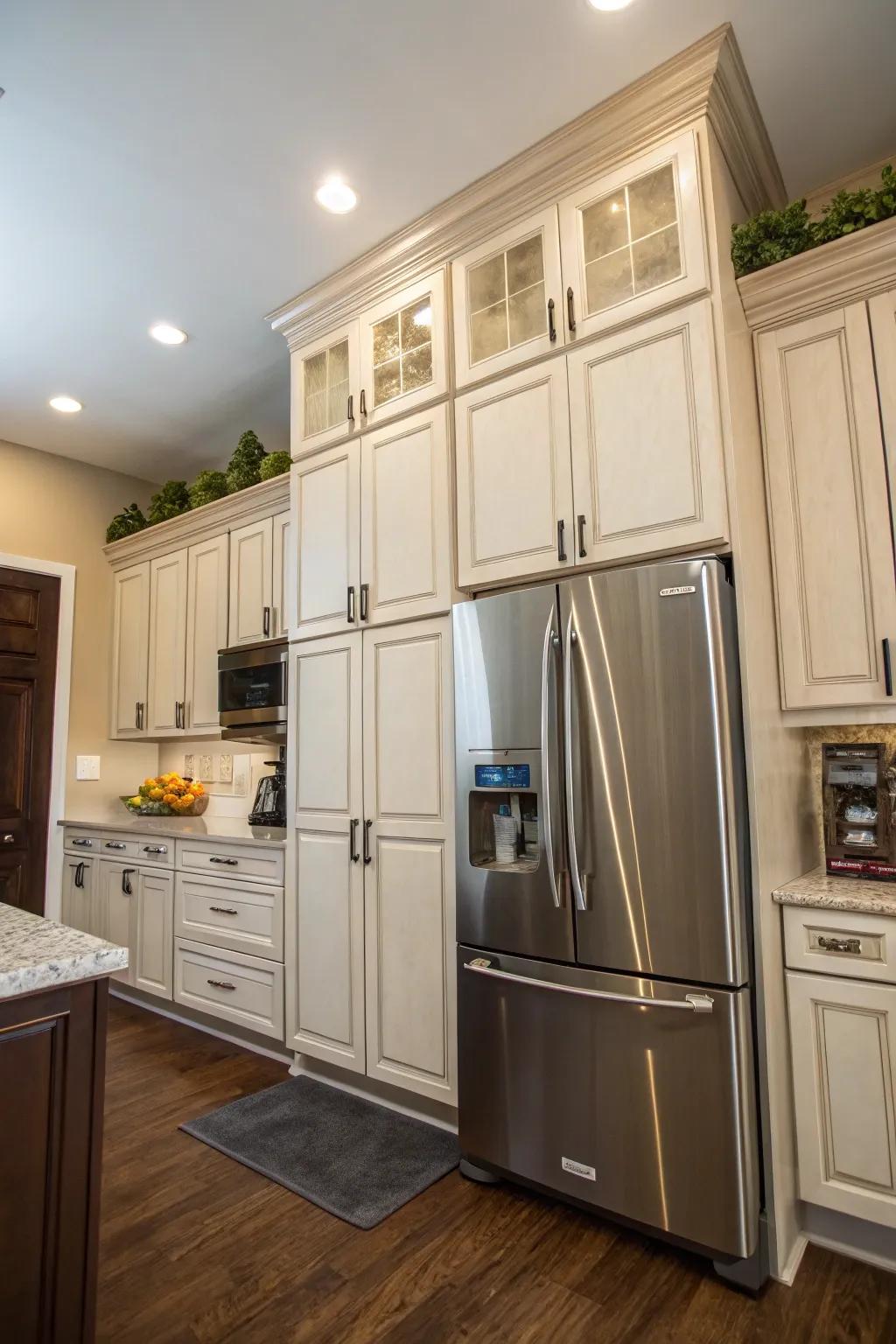 Varying cabinet heights introduce texture and depth to kitchen designs.