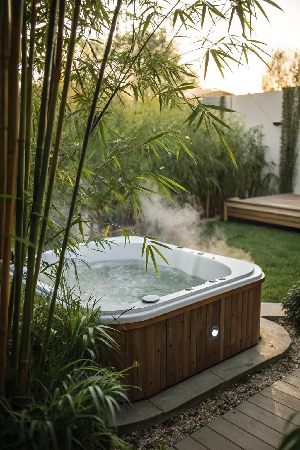 Lofted flora such as bamboo provides isolation and a hint of exotic appeal.