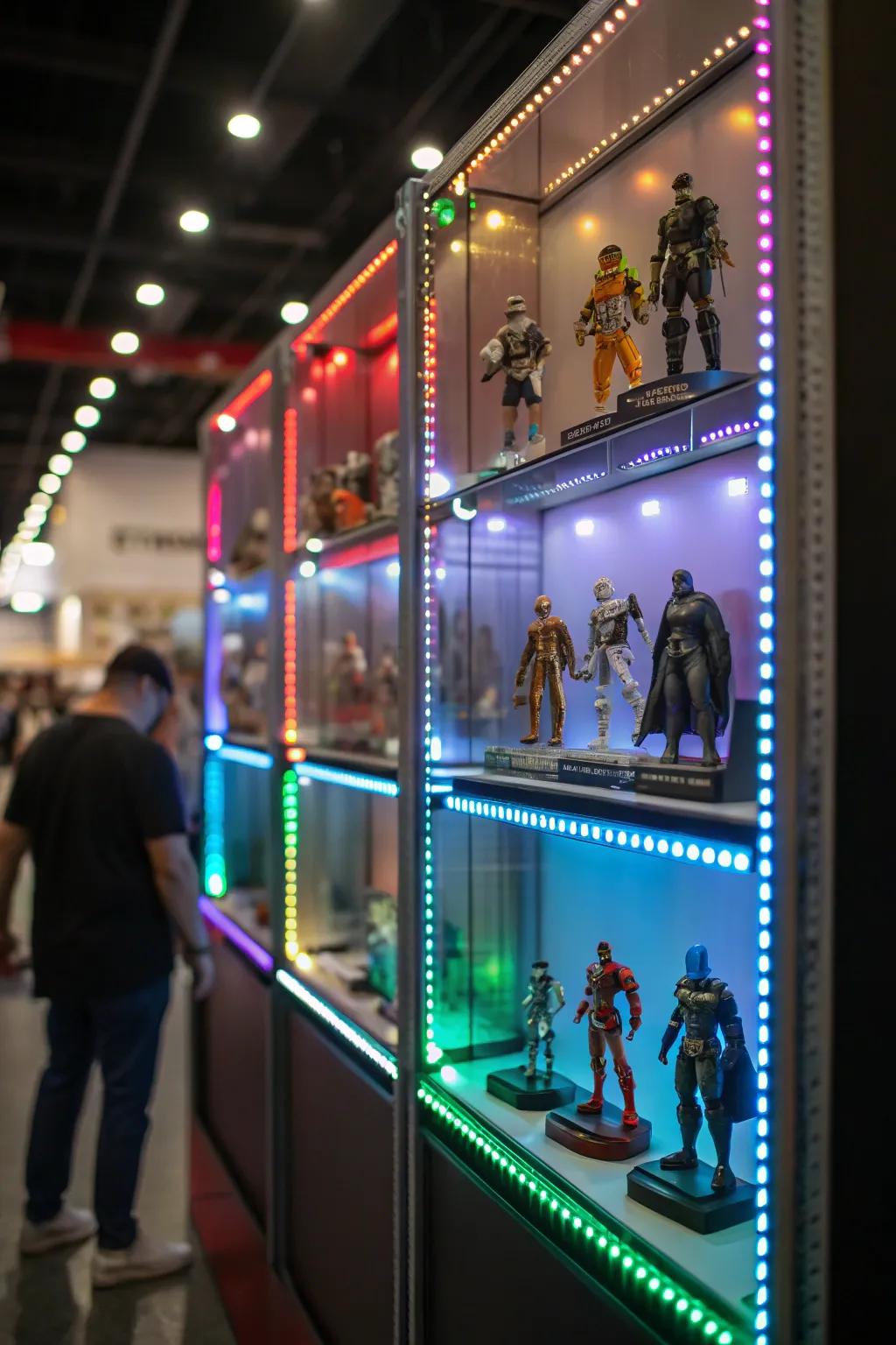 Light-emitting diode luminescence infuses drama and vibrancy into your collectible figurine presentation.