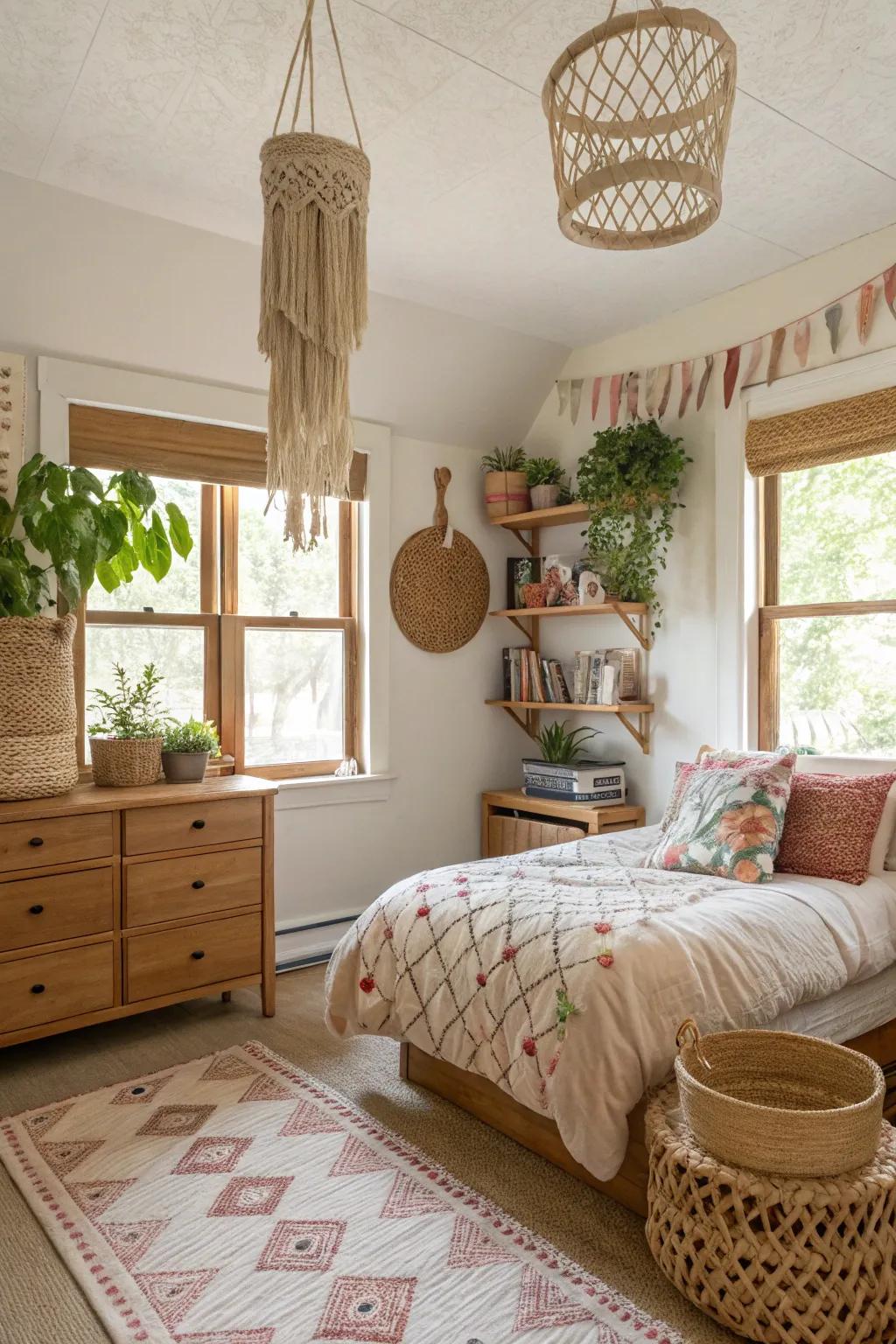 Free-spirited accents filling the room with a creative essence.