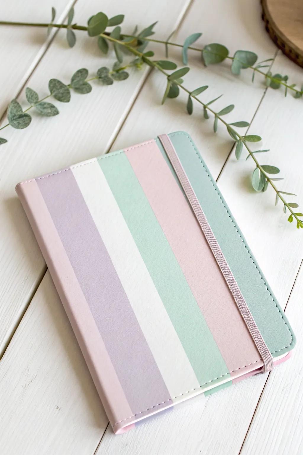 Celebrate the calmness of gentle hues with this ethereal notebook cover, ideal for a hint of minimalist sophistication.
