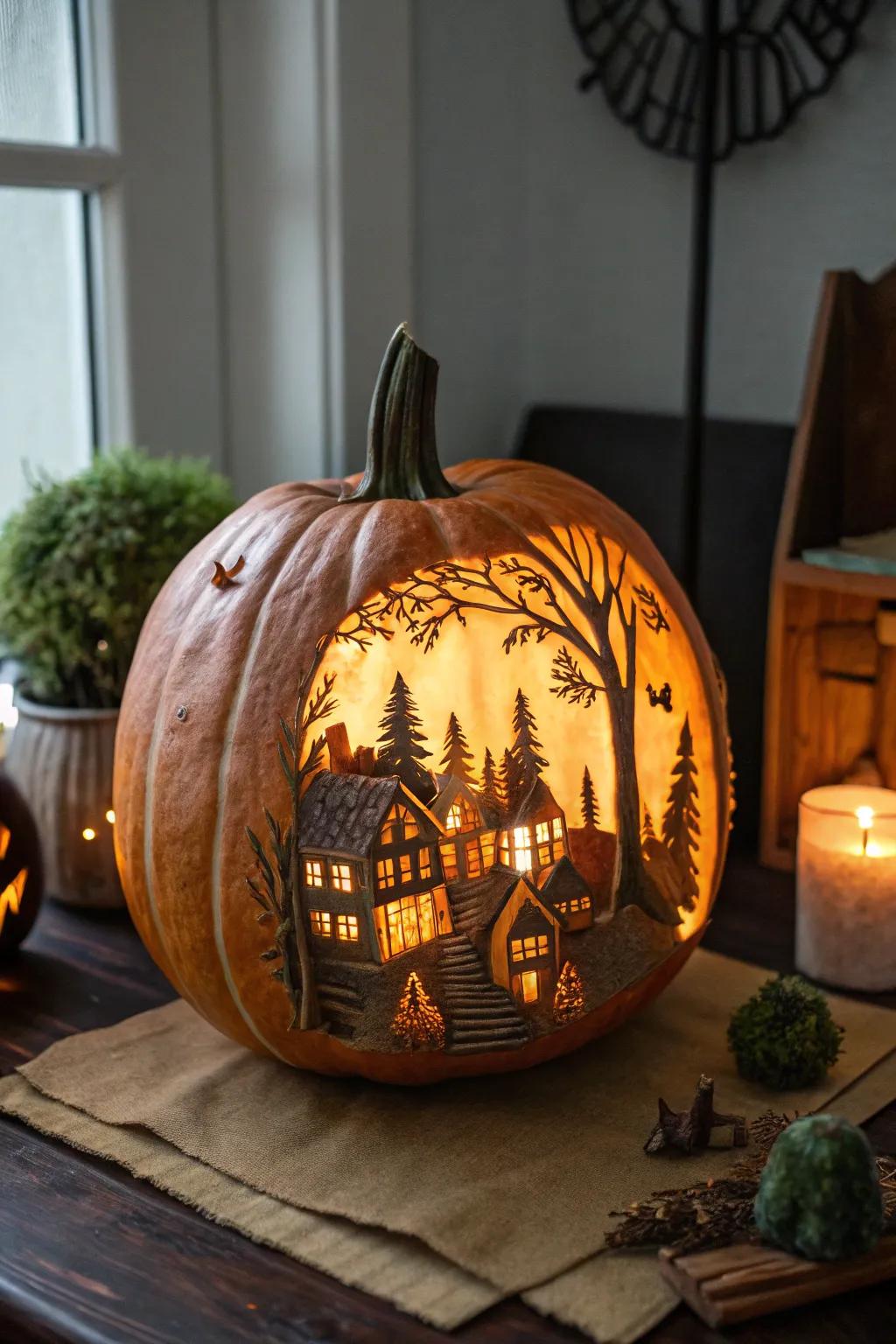 Make a universe within a universe with vignette carvings.