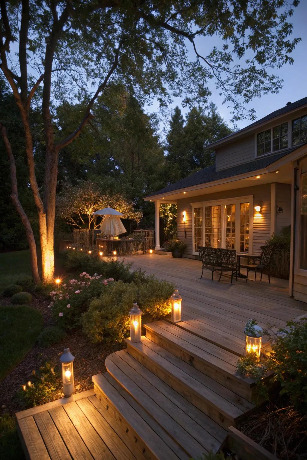 Well-situated lighting produces a cozy and inviting ambiance.