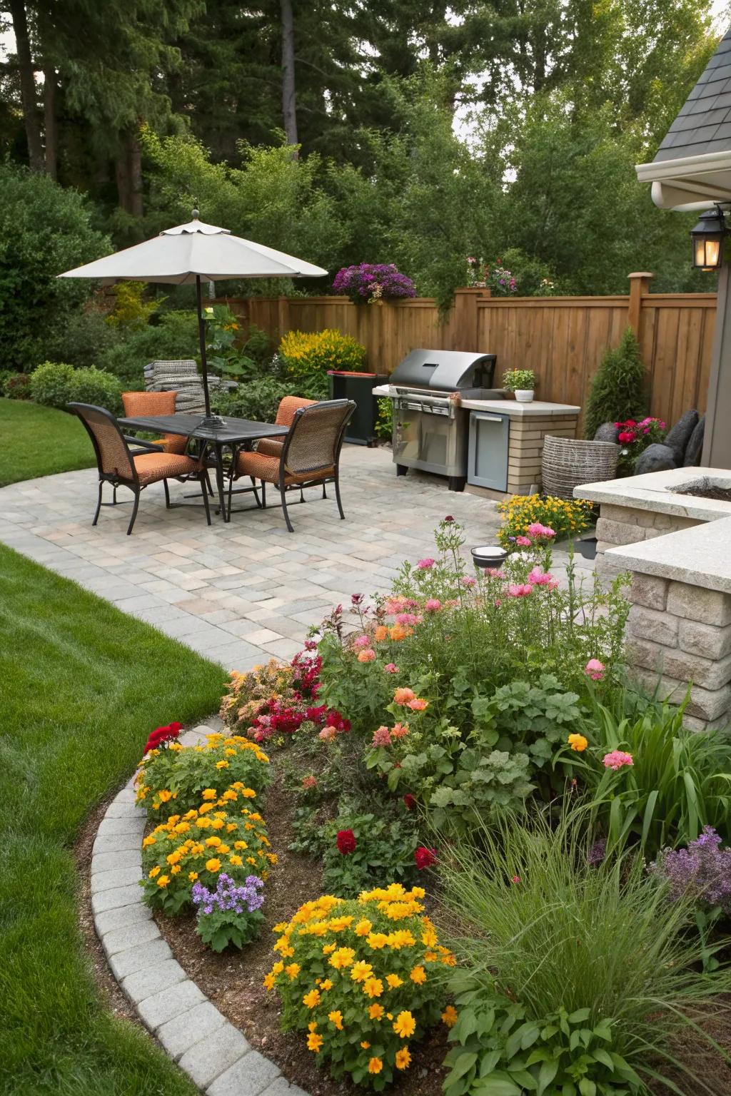 Blending landscaping with your BBQ area makes for a seamless outdoor getaway.
