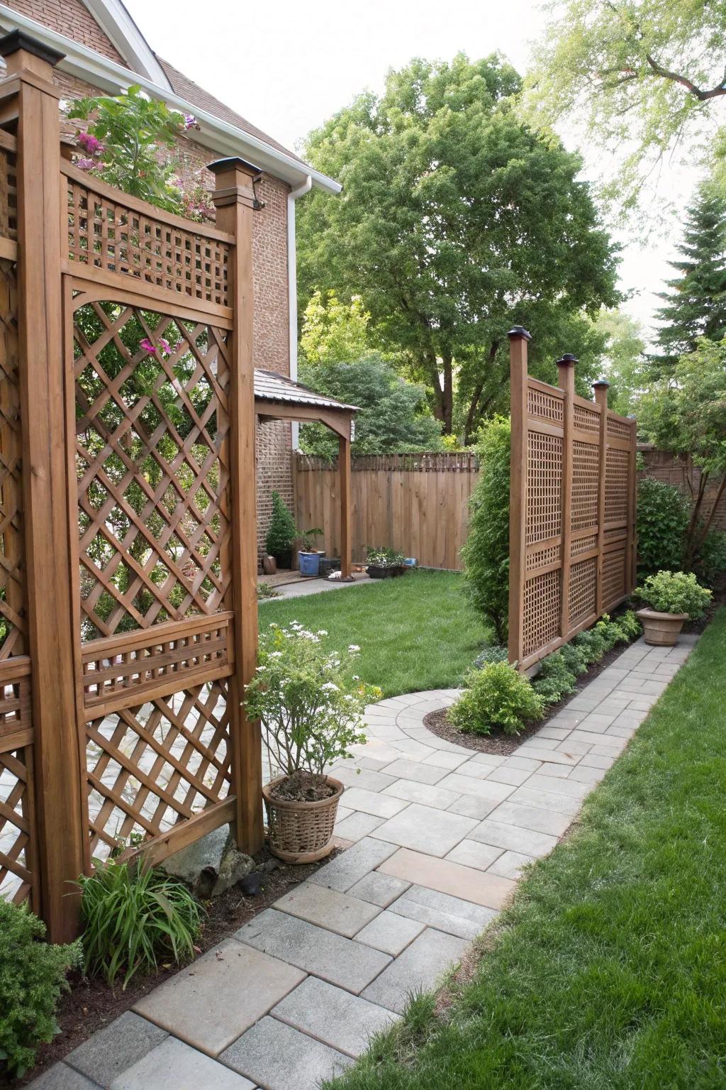 Decorative screens provide both privacy and style.