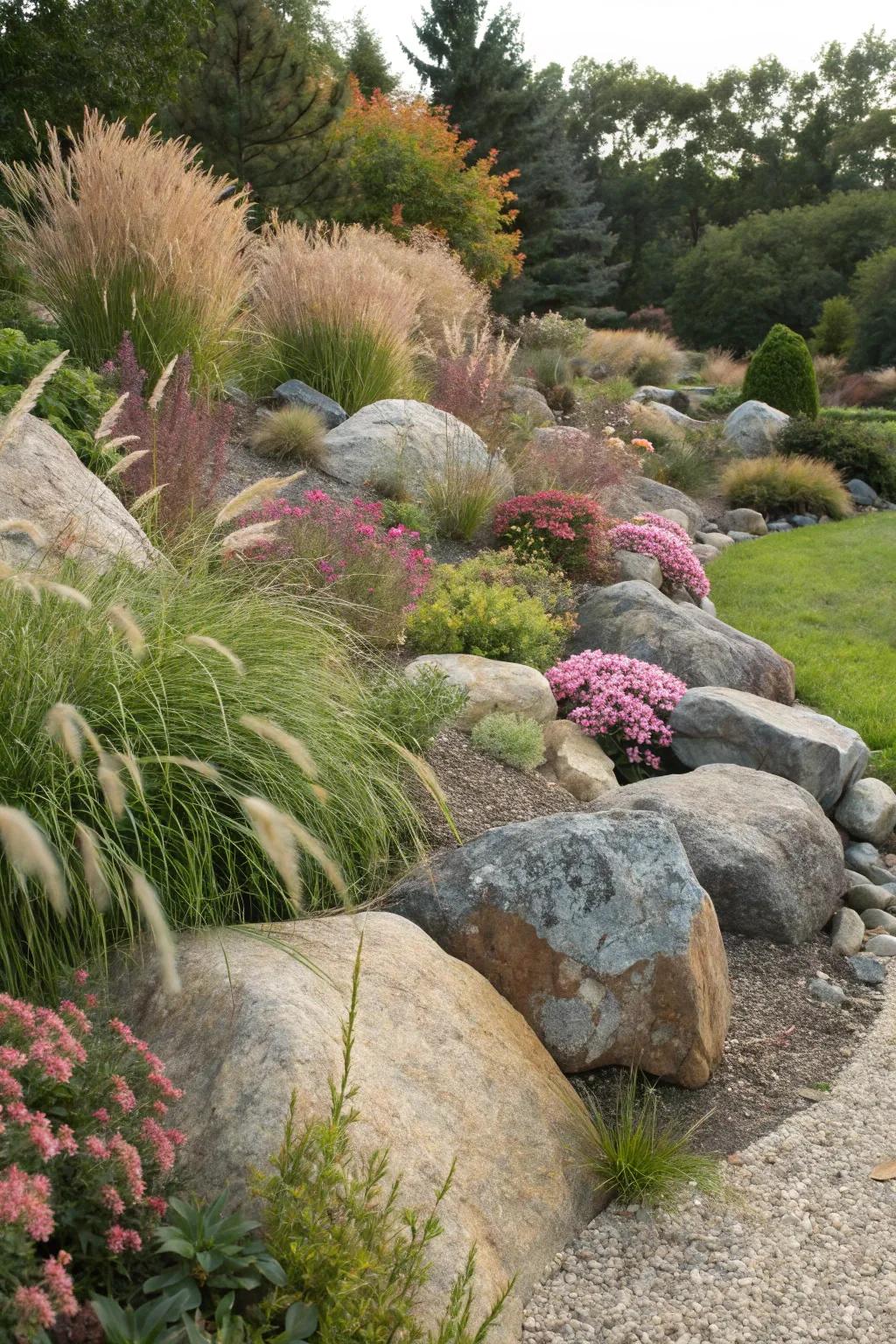 Boulders create natural focal points that captivate.
