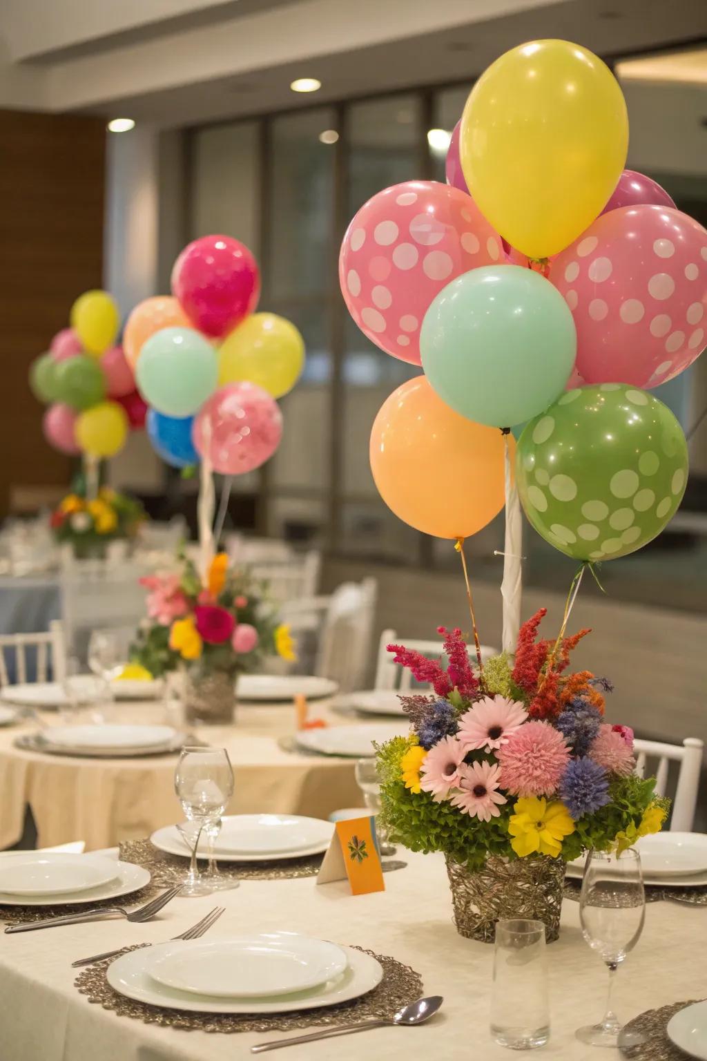 Refined balloon centerpieces beautifully enhance any table setting.