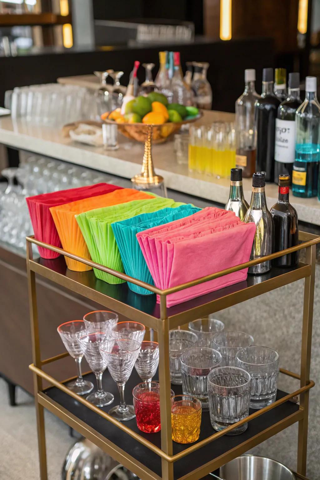 Striking colors produce a vibrant and welcoming mobile bar.