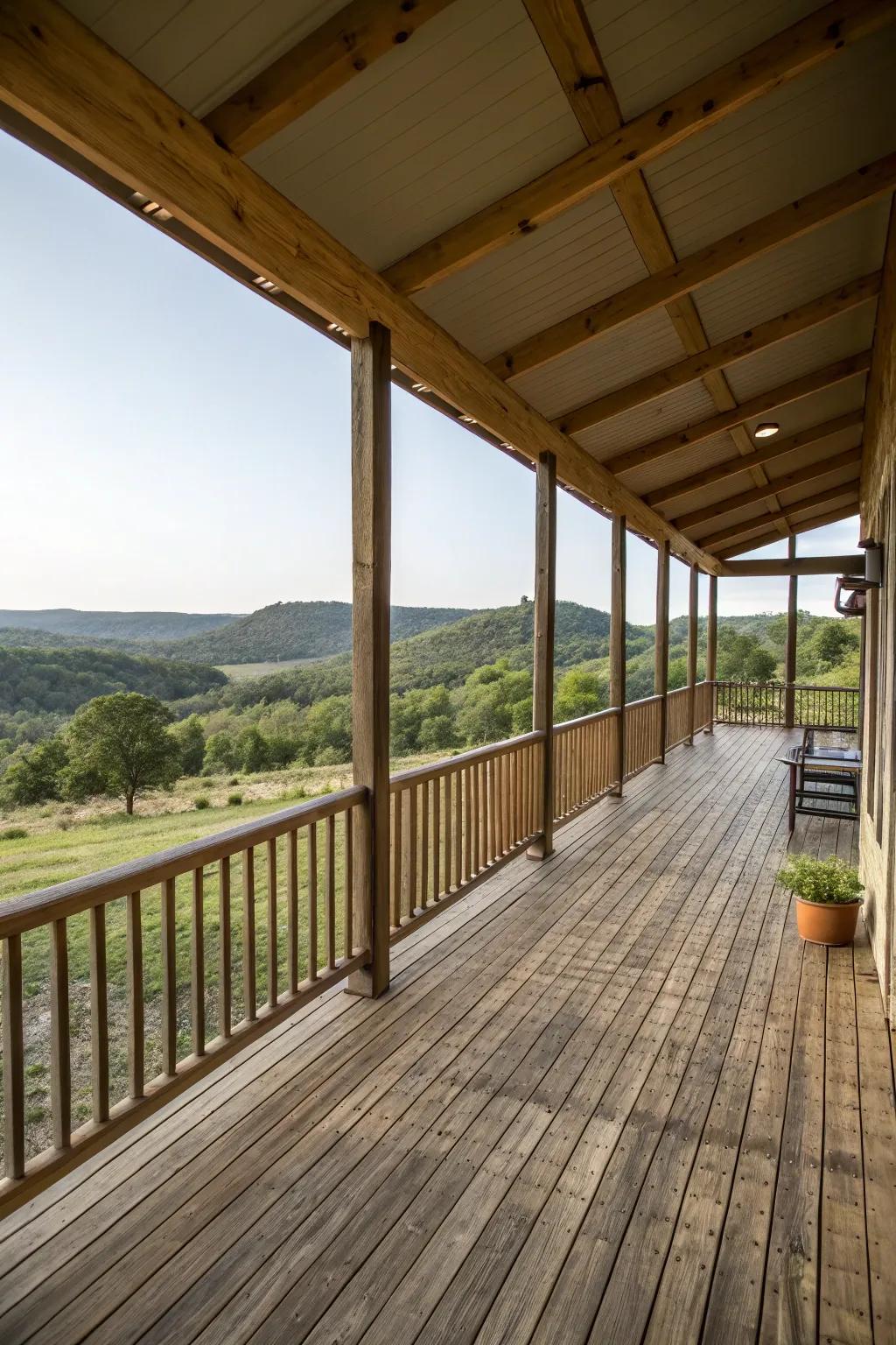 A wraparound veranda provides expansive views and accessibility.